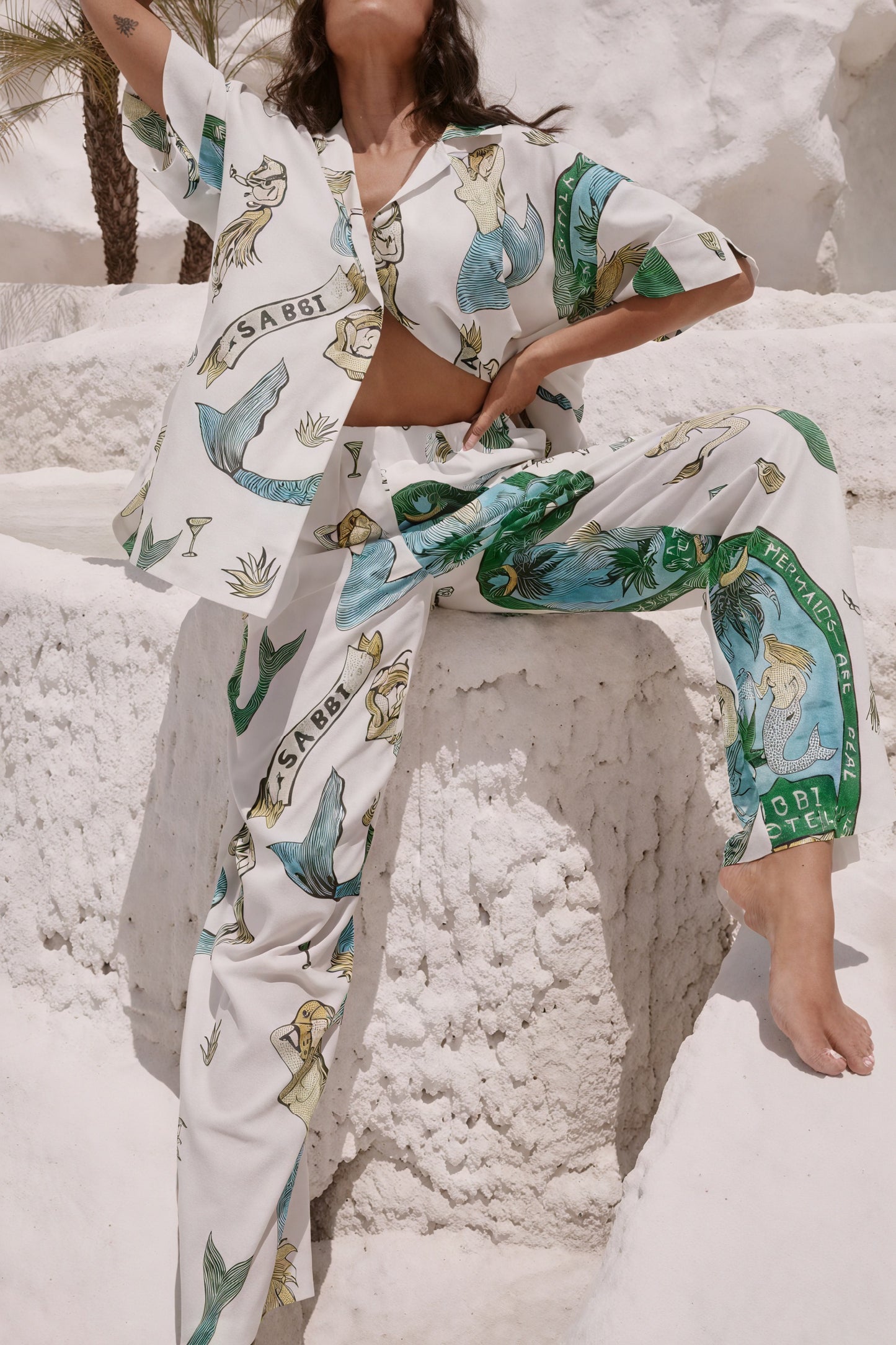 Women's Pajama Set – Mermaid Print Button-Down Shirt & Pants Sleepwear-79730-9ea72431-56c0-444c-b27a-57abb7a5e307