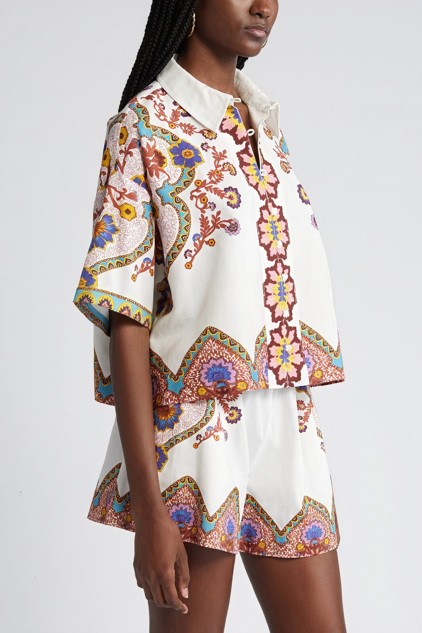 Bohemian Floral Button-Down Top