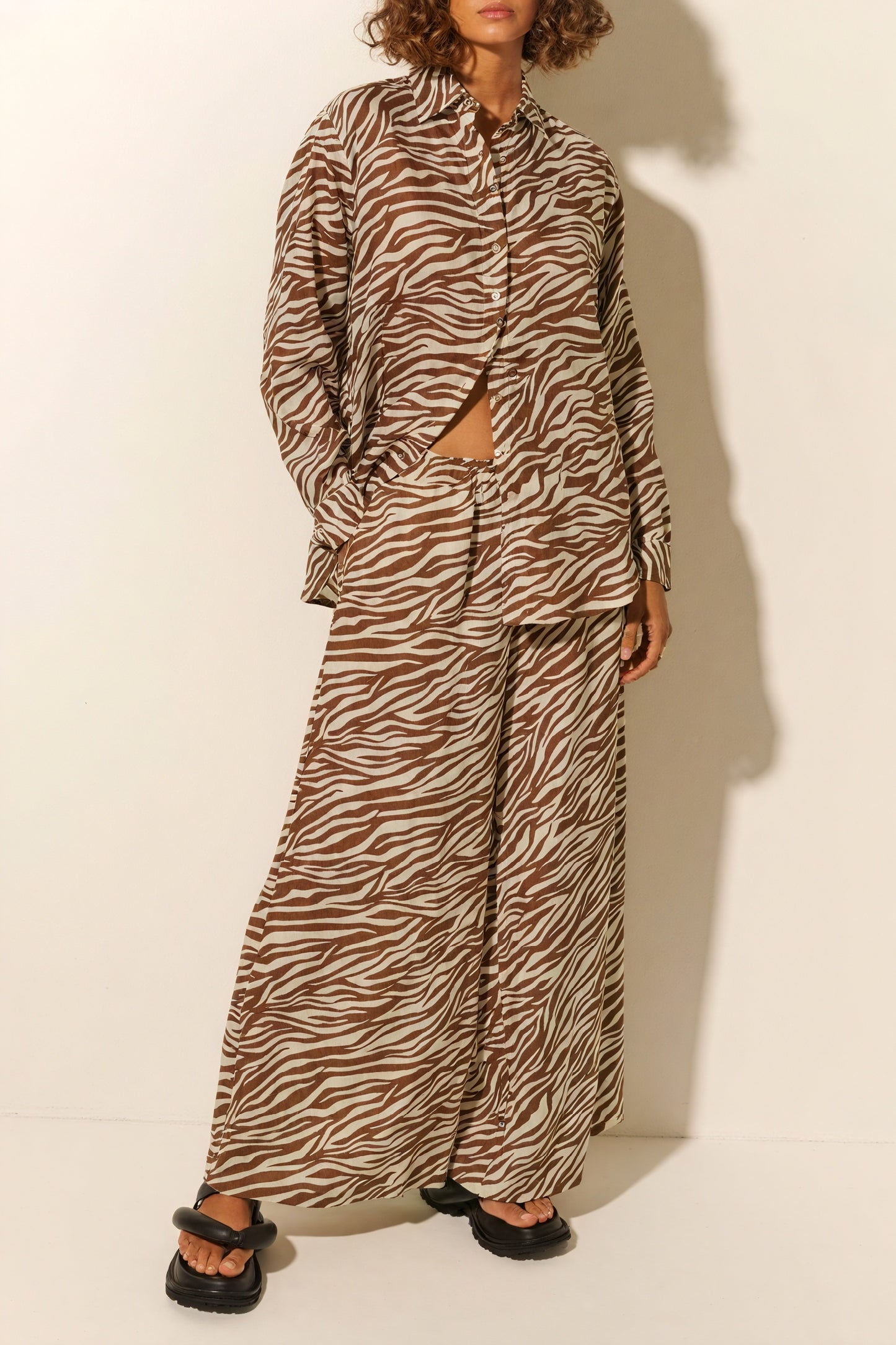 Zebra Print Set - Button-Down & Wide-Leg