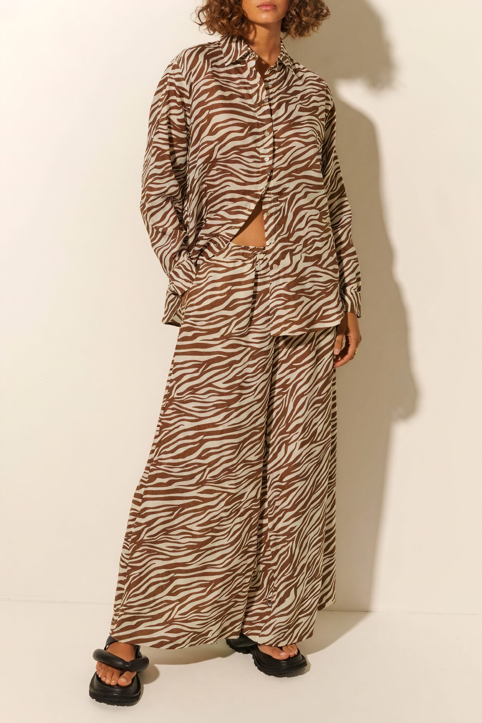 Zebra Print Set - Button-Down & Wide-Leg