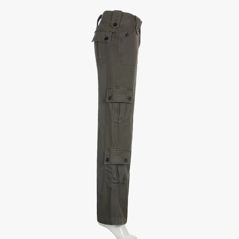 High-Waisted Cargo Trousers - Straight Leg