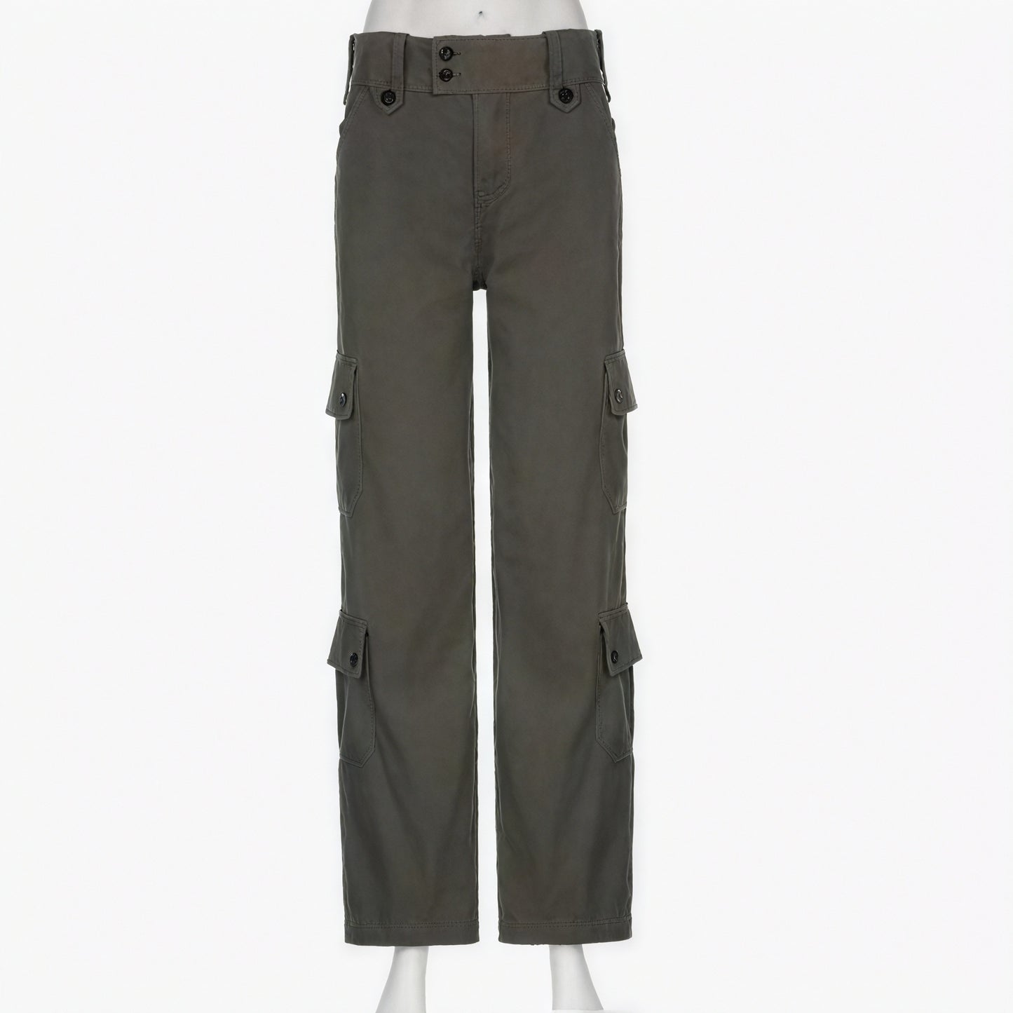 High-Waisted Cargo Trousers - Straight Leg