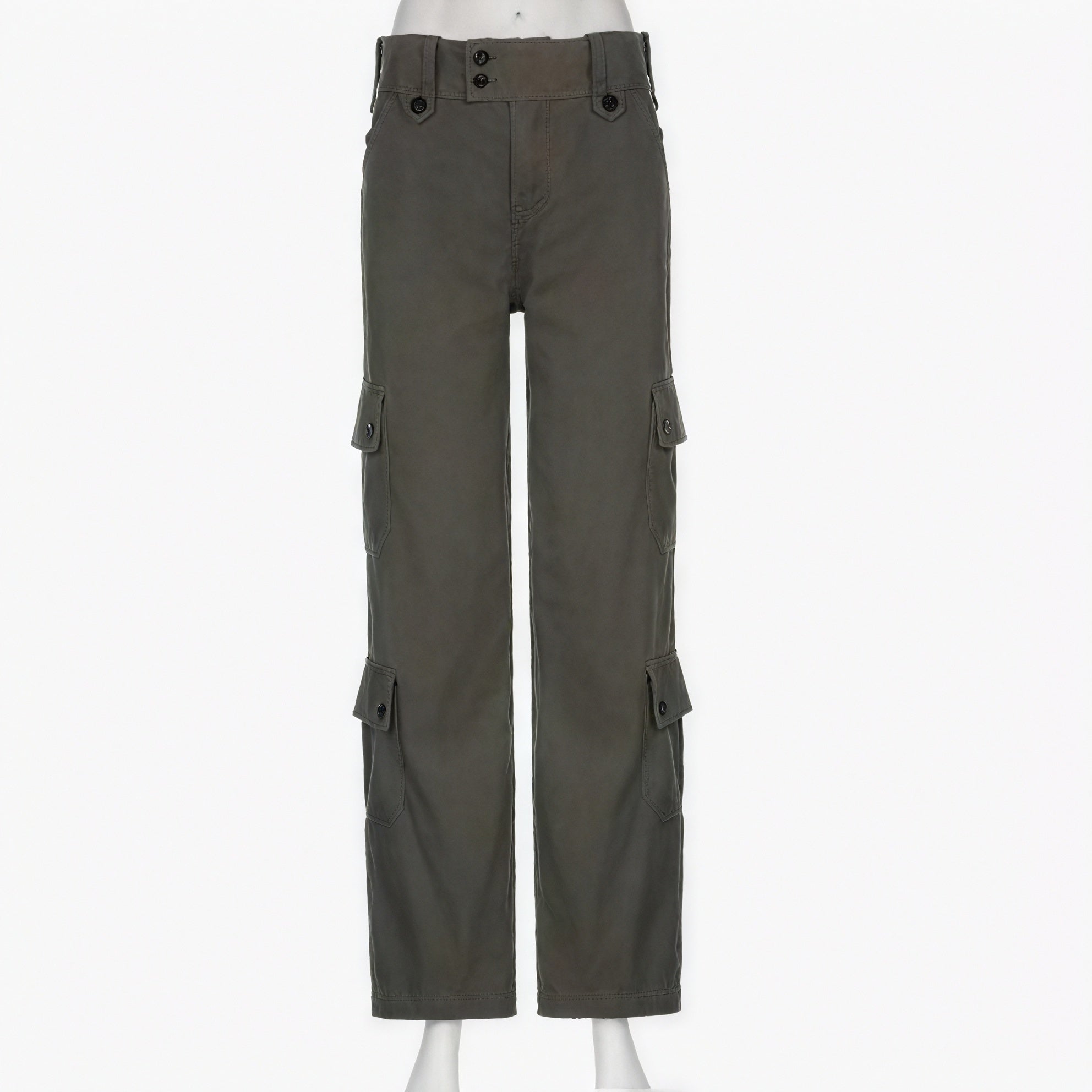 High-Waisted Cargo Trousers - Straight Leg