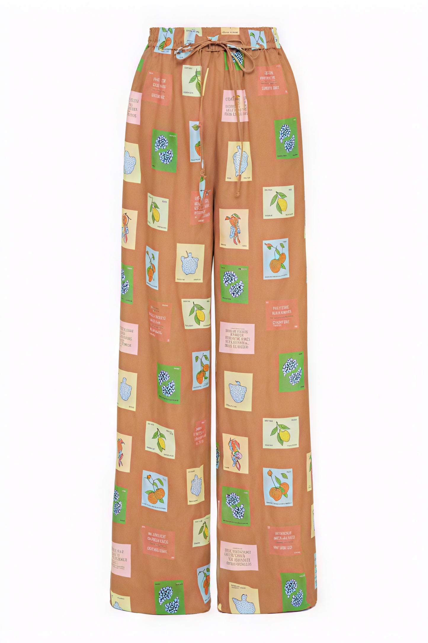 Printed Linen Set - Wide Leg Pants & Shirt