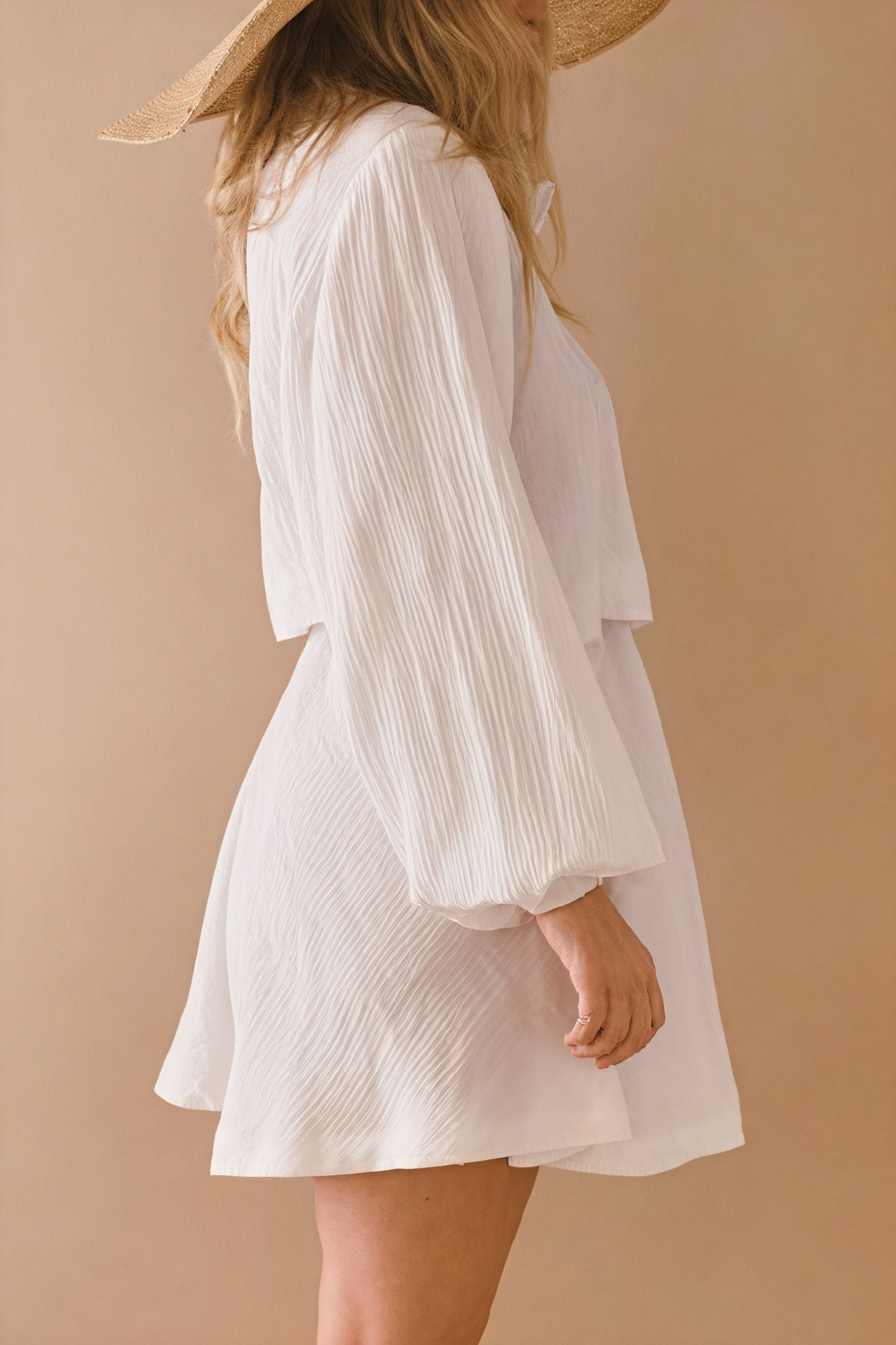 Tie-Up Blouse & High-Waisted Shorts Set