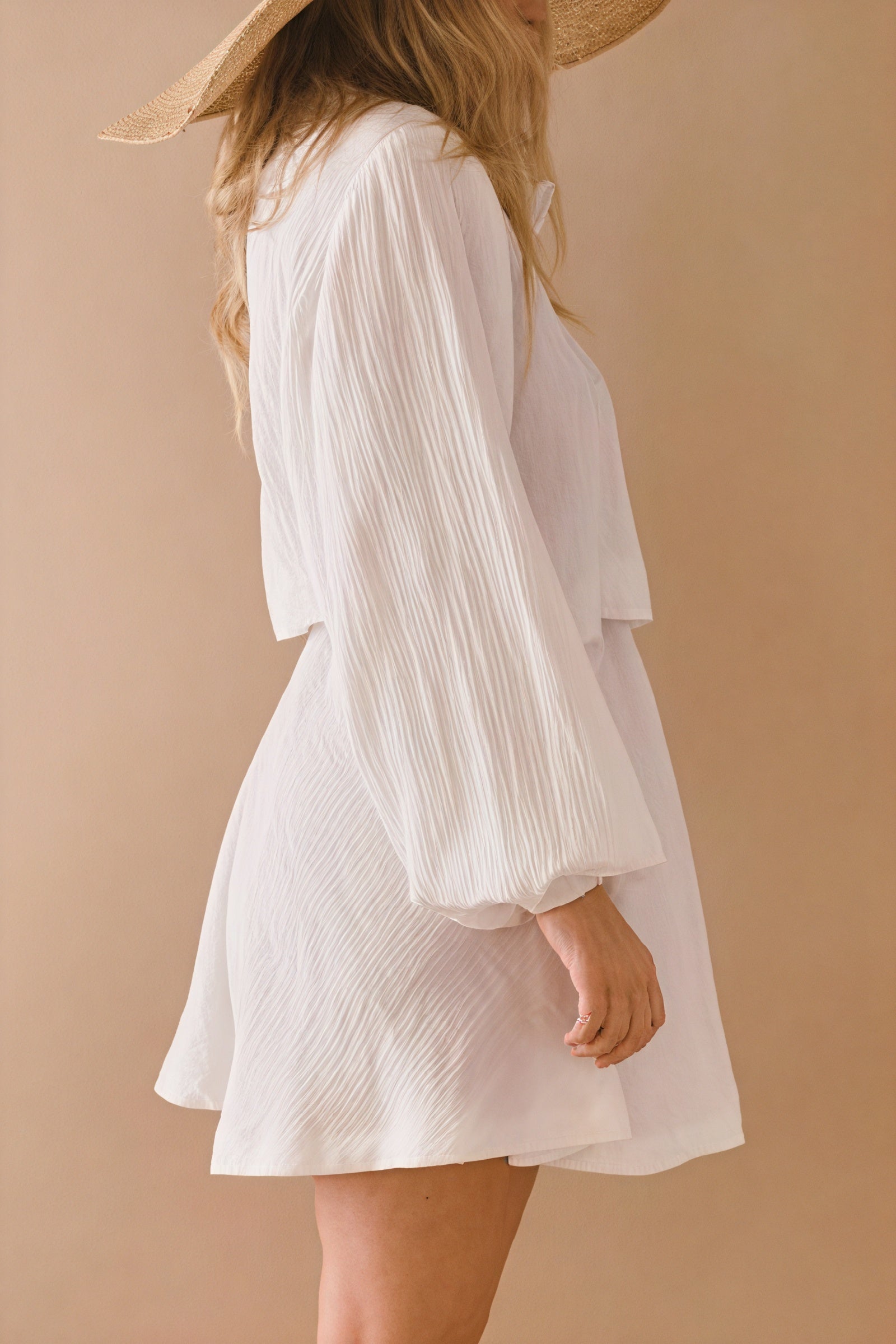 Tie-Up Blouse & High-Waisted Shorts Set