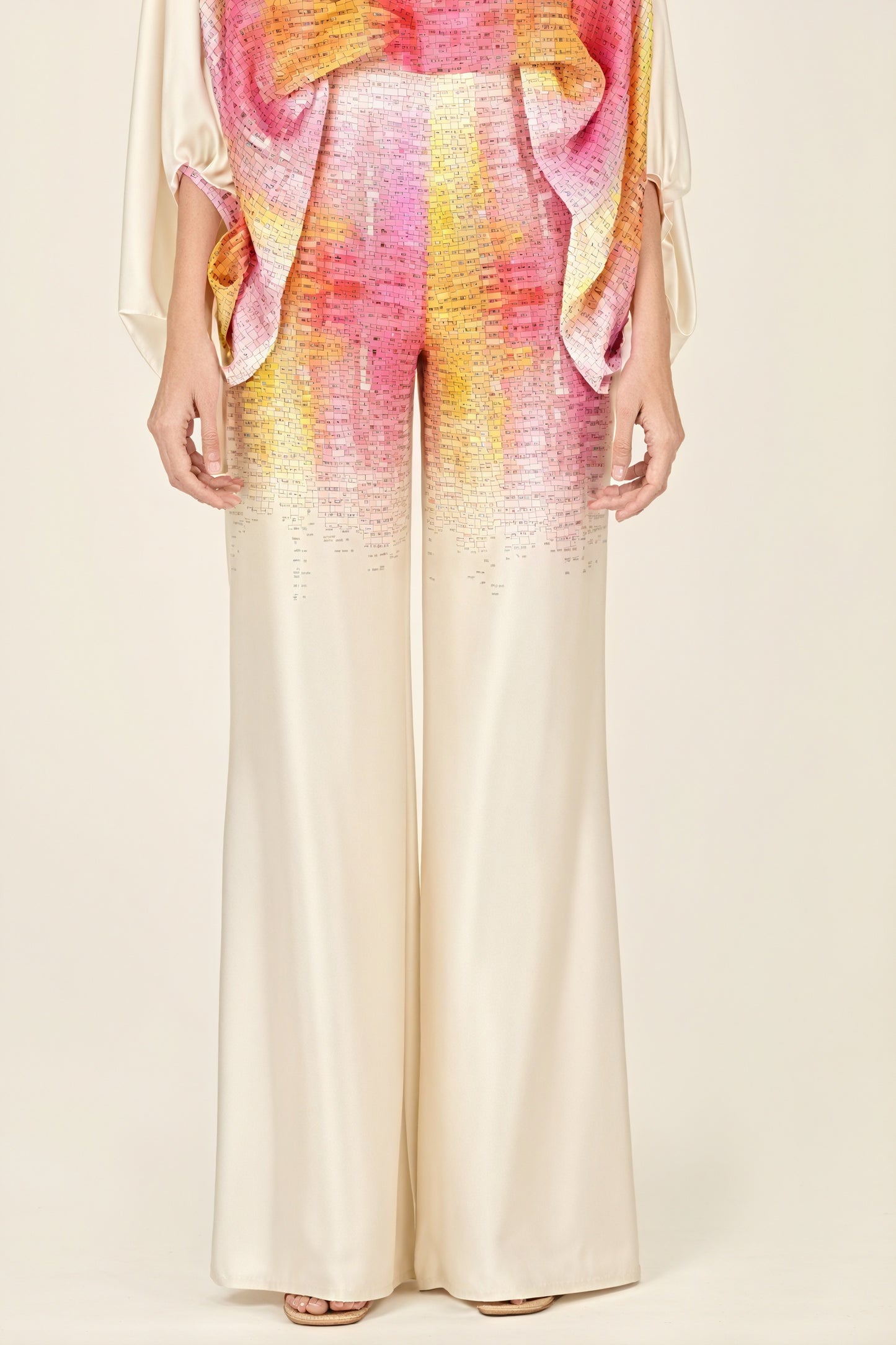 Abstract Print Two-Piece Suit - Off-Shoulder Top