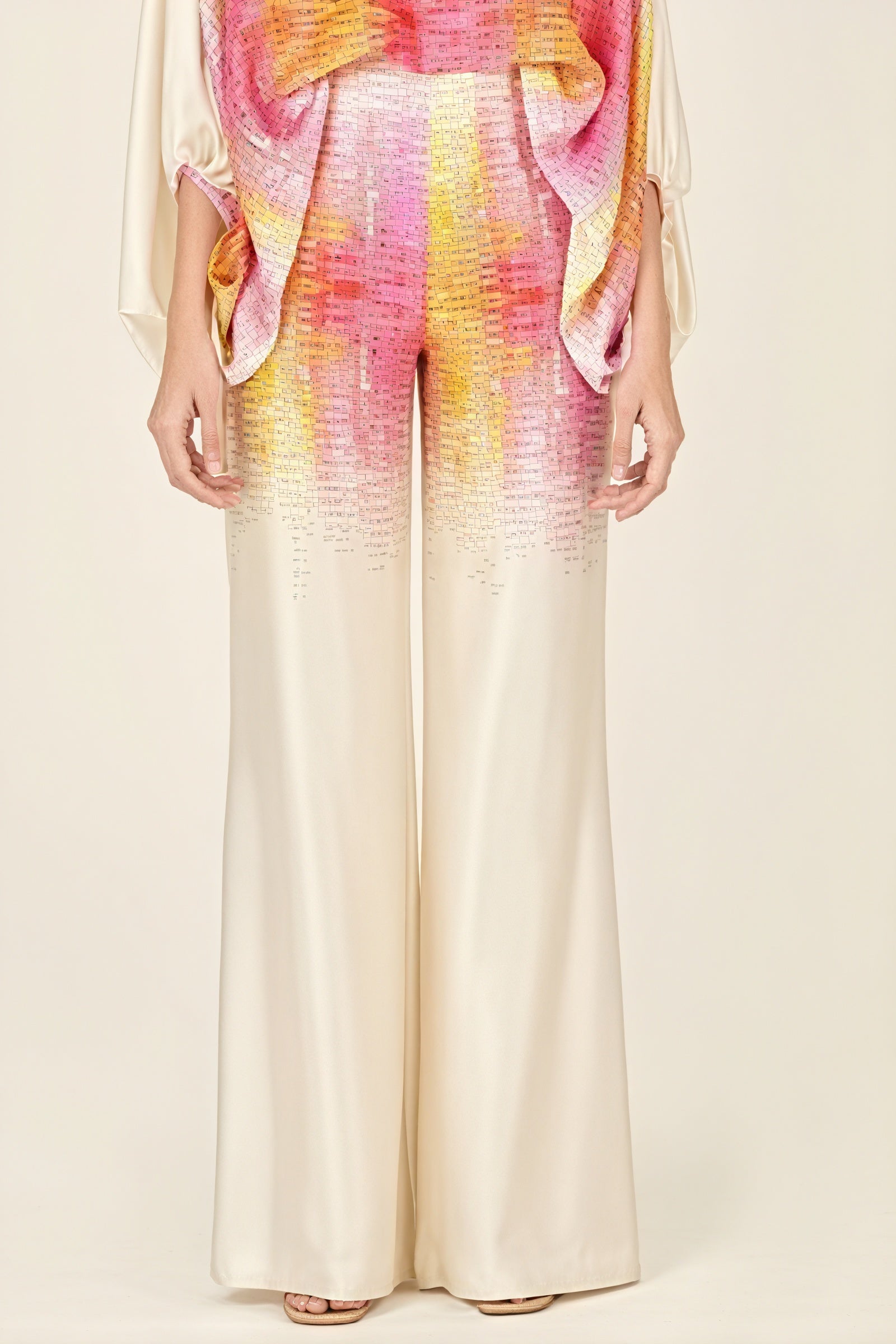 Abstract Print Two-Piece Suit - Off-Shoulder Top