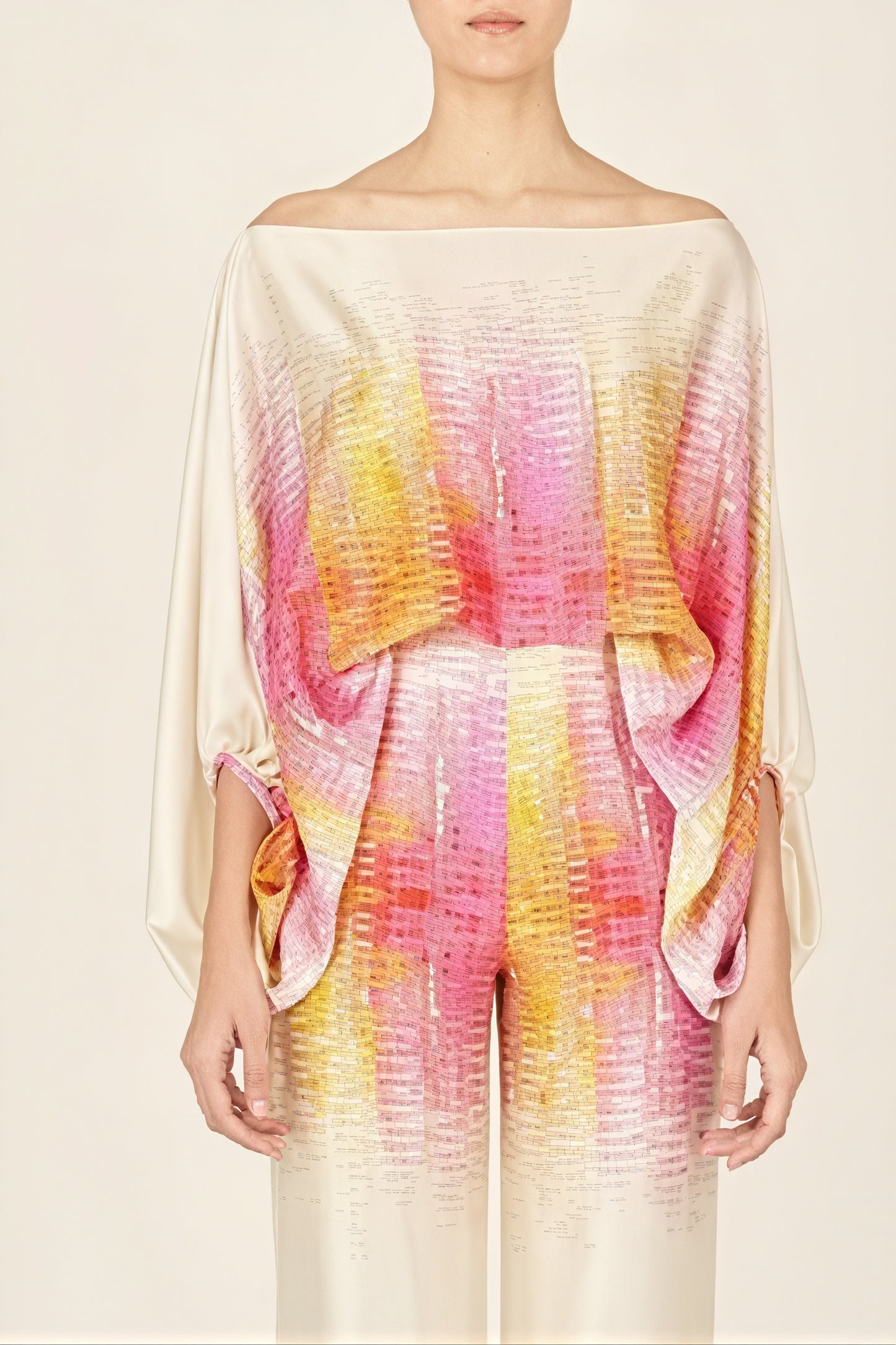 Abstract Print Two-Piece Suit - Off-Shoulder Top