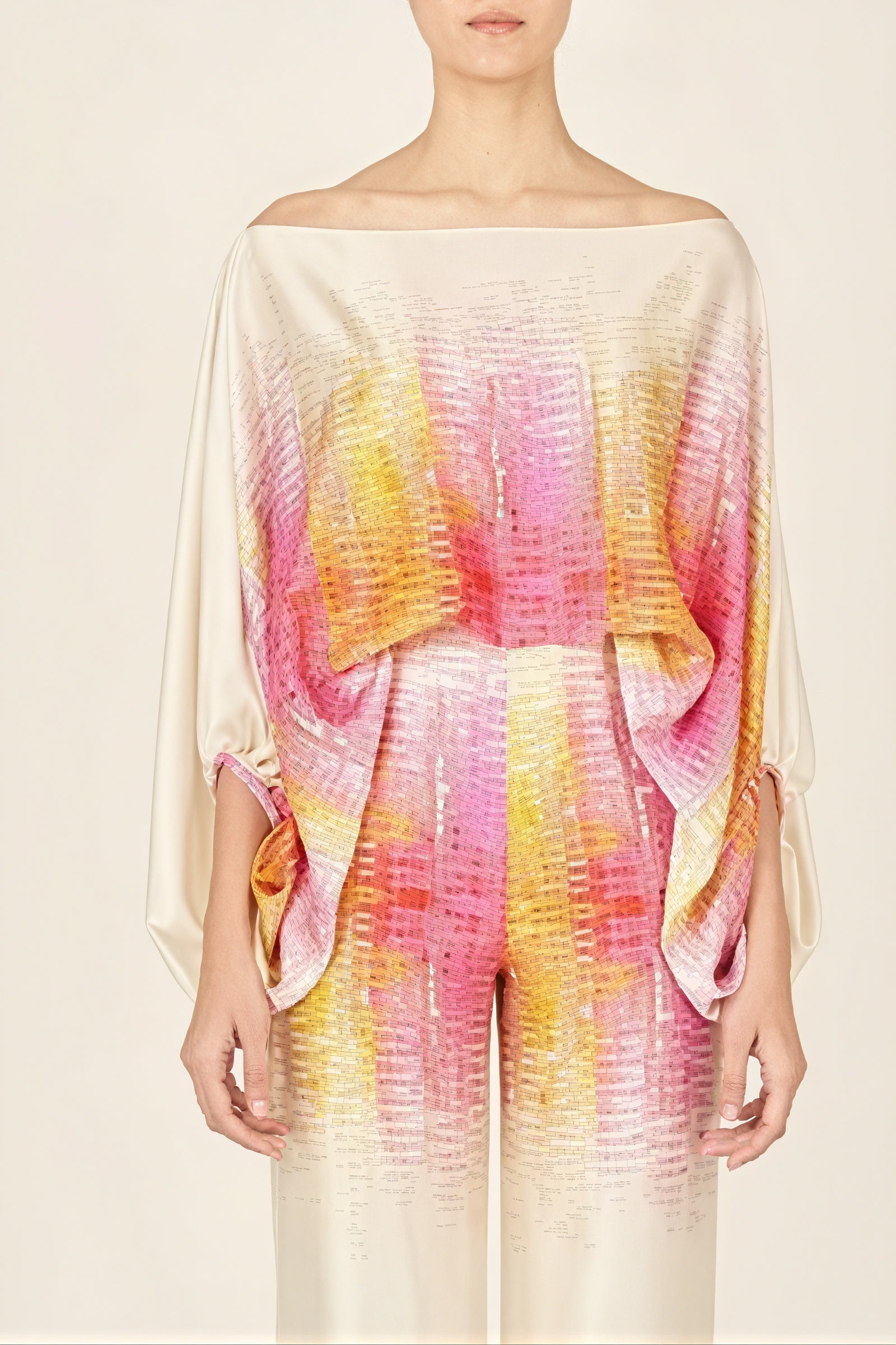 Abstract Print Two-Piece Suit - Off-Shoulder Top