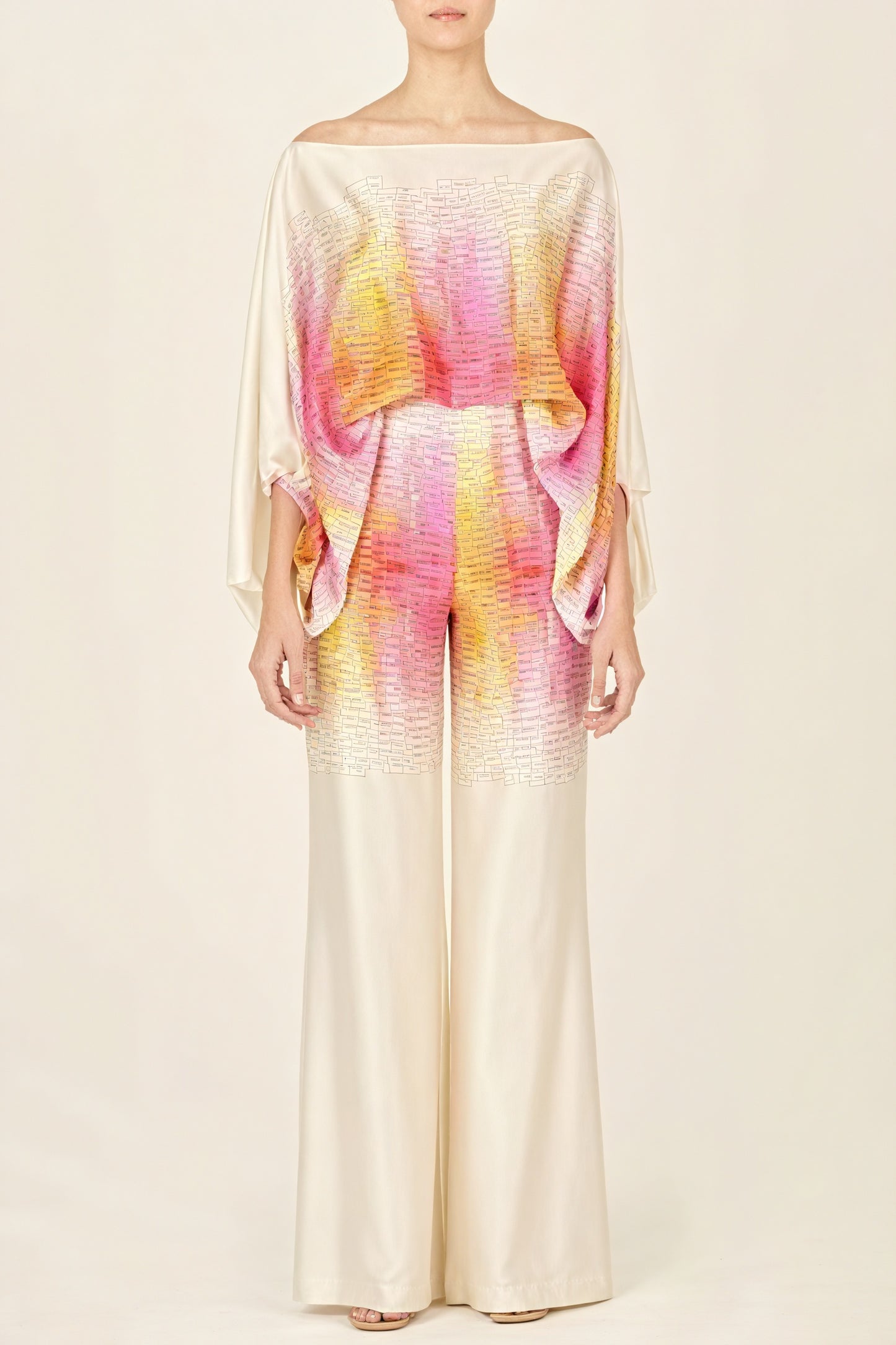 Abstract Print Two-Piece Suit - Off-Shoulder Top