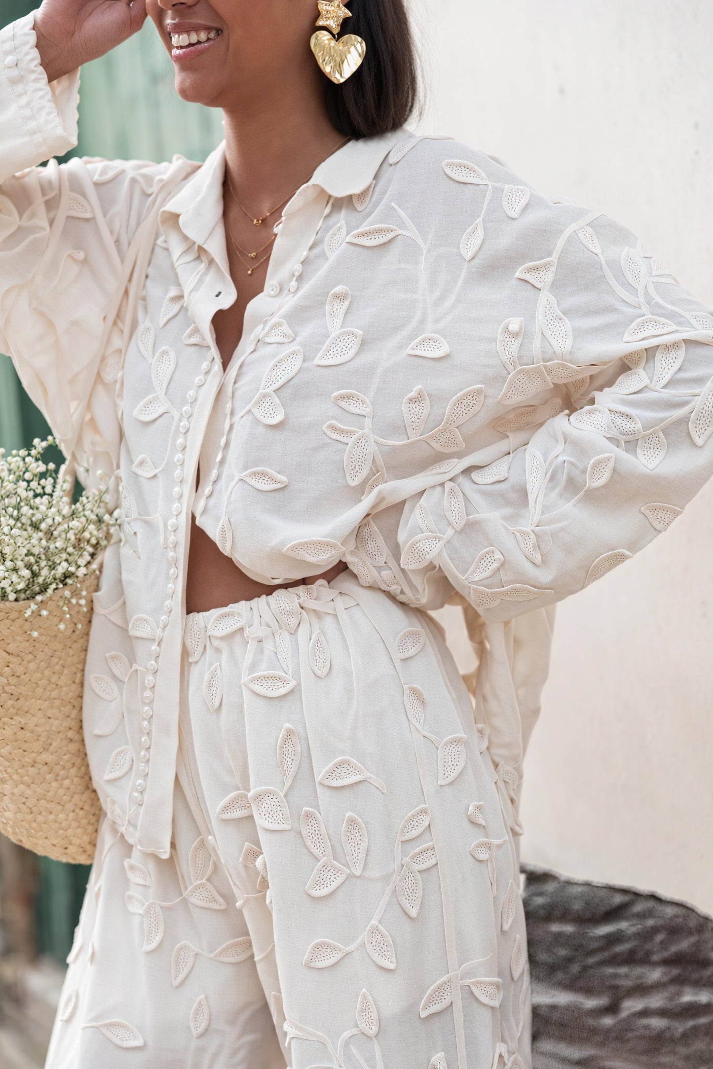 Embroidered Linen Two-Piece Set - Bohemian