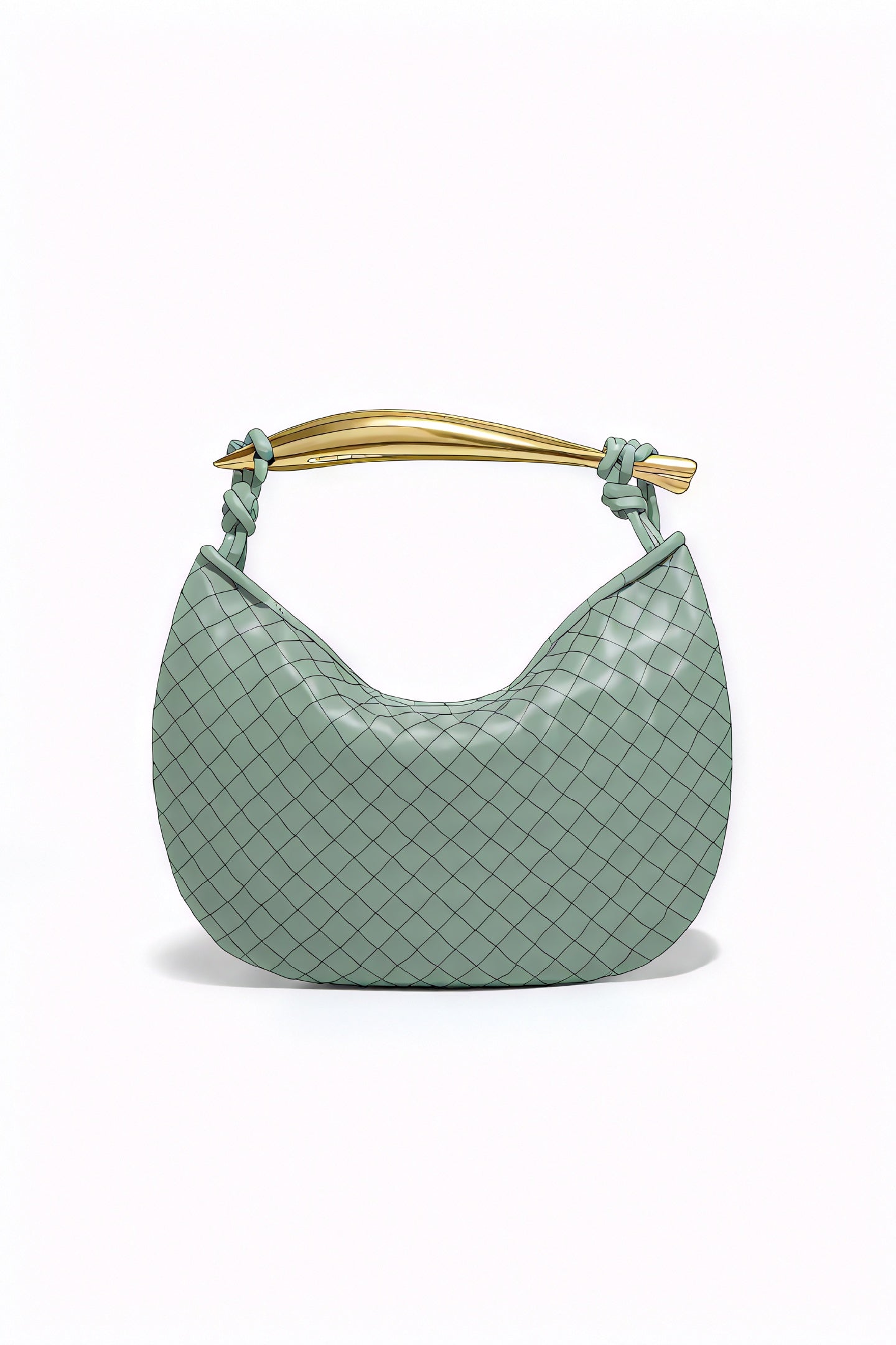 Woven Crescent Handbag - Metal Handle