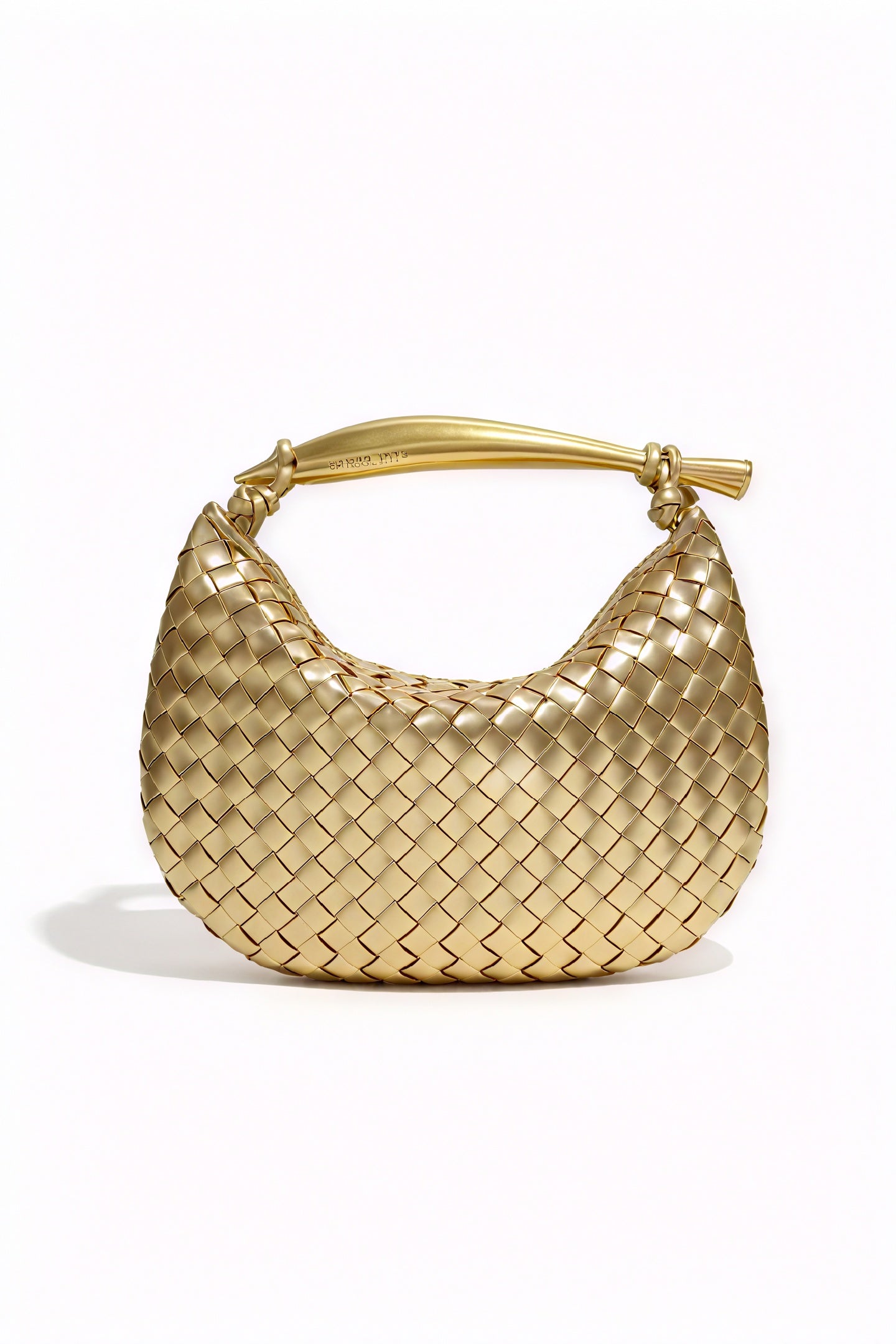 Woven Crescent Handbag - Metal Handle