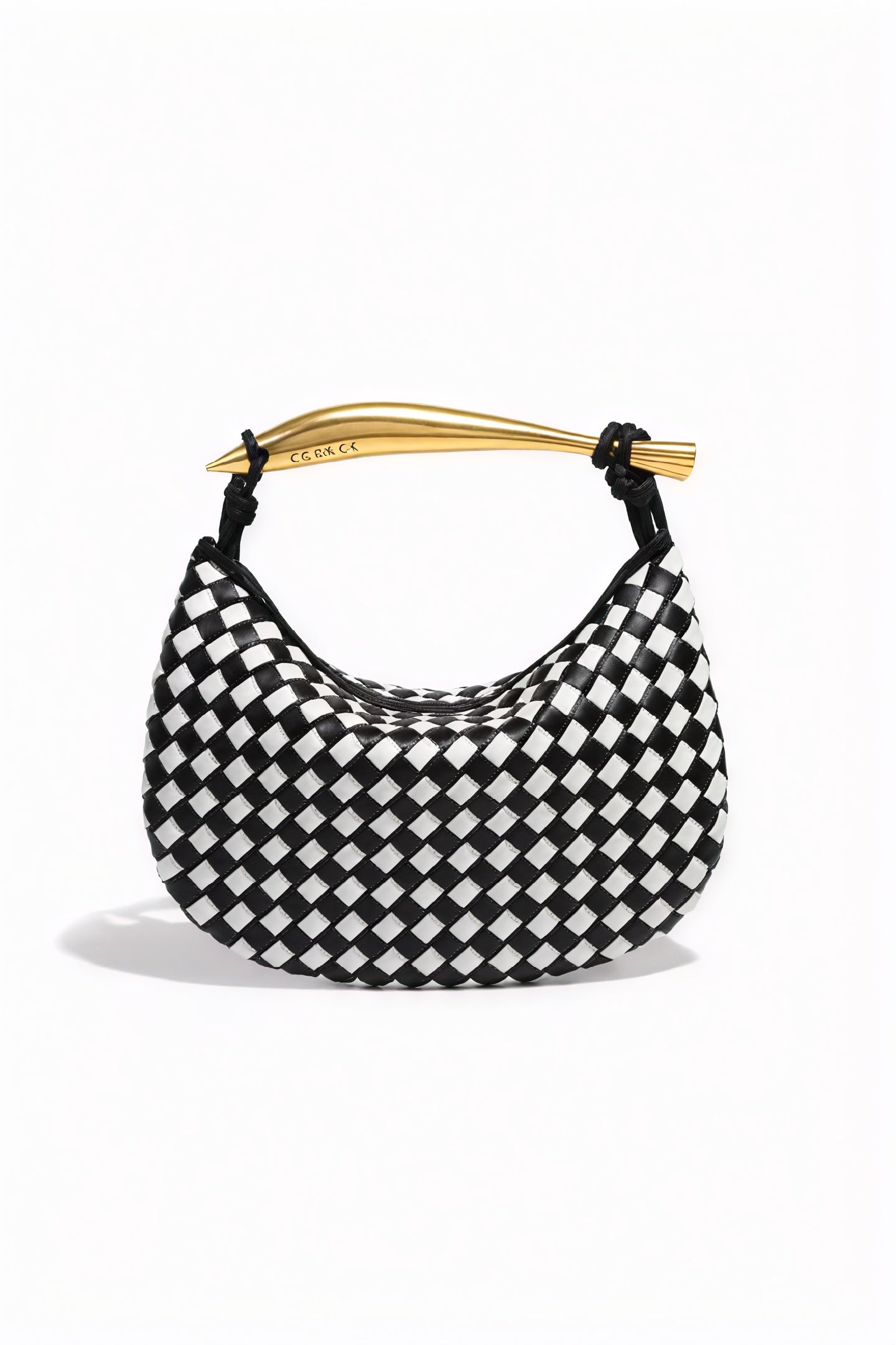 Woven Crescent Handbag - Metal Handle