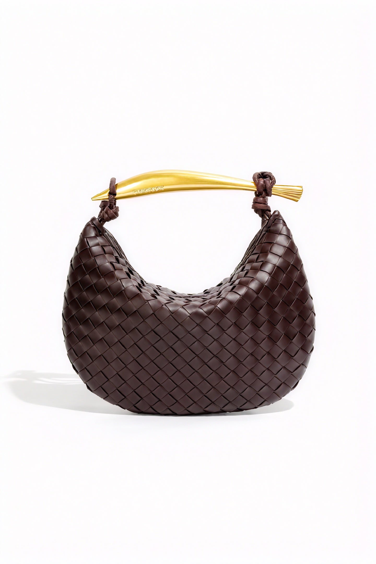Woven Crescent Handbag - Metal Handle