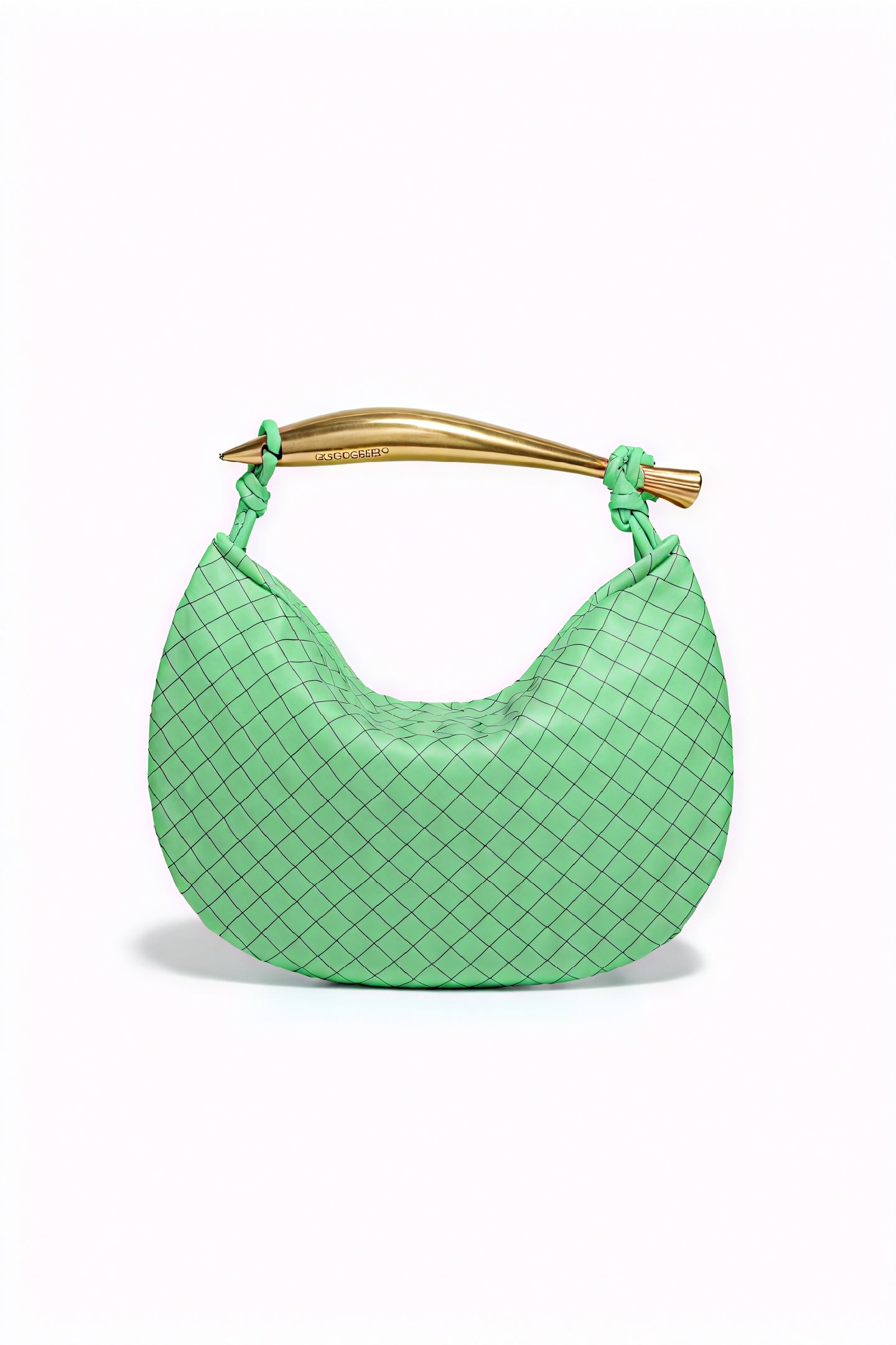 Woven Crescent Handbag - Metal Handle