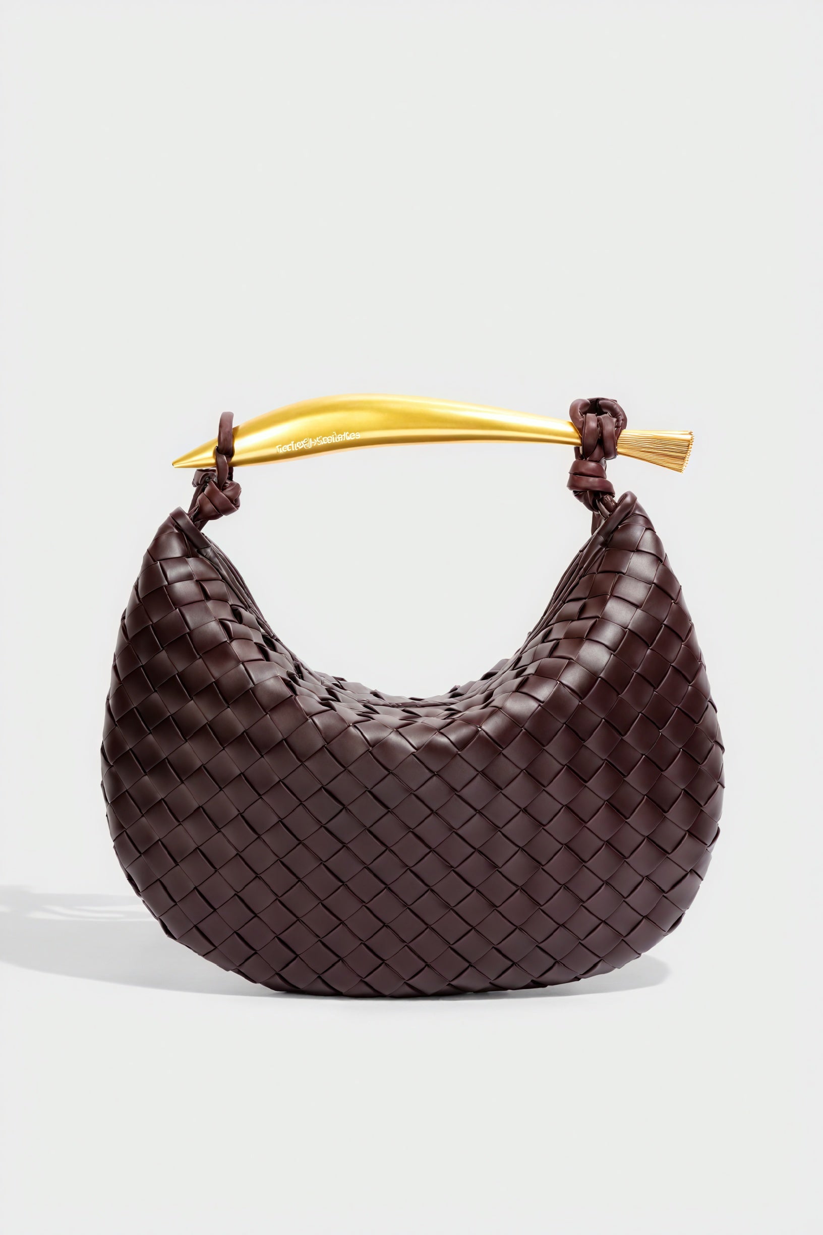 Woven Crescent Handbag - Metal Handle