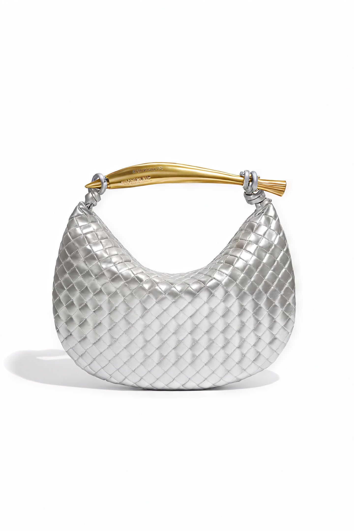 Woven Crescent Handbag - Metal Handle