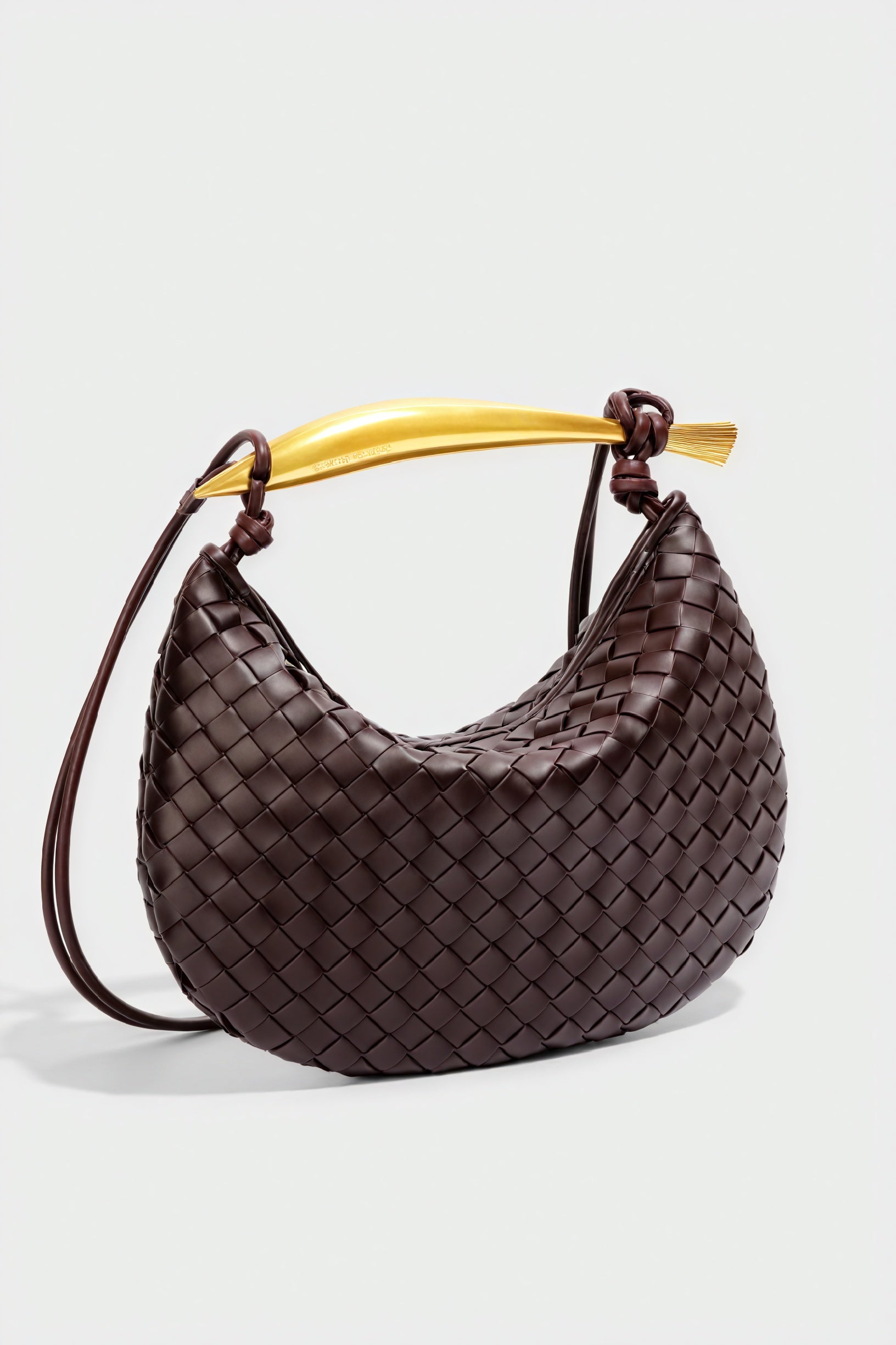 Woven Crescent Handbag - Metal Handle