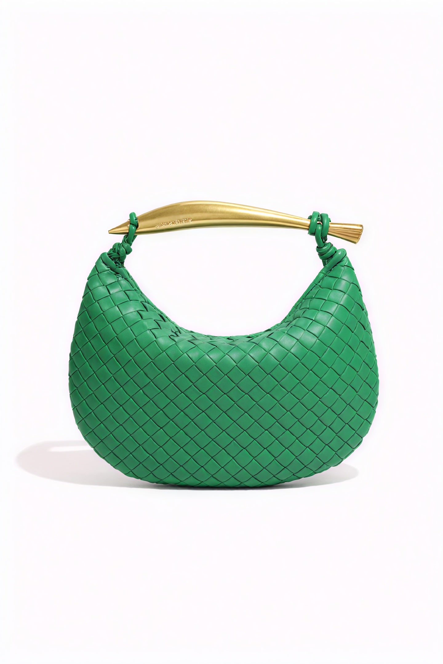 Woven Crescent Handbag - Metal Handle
