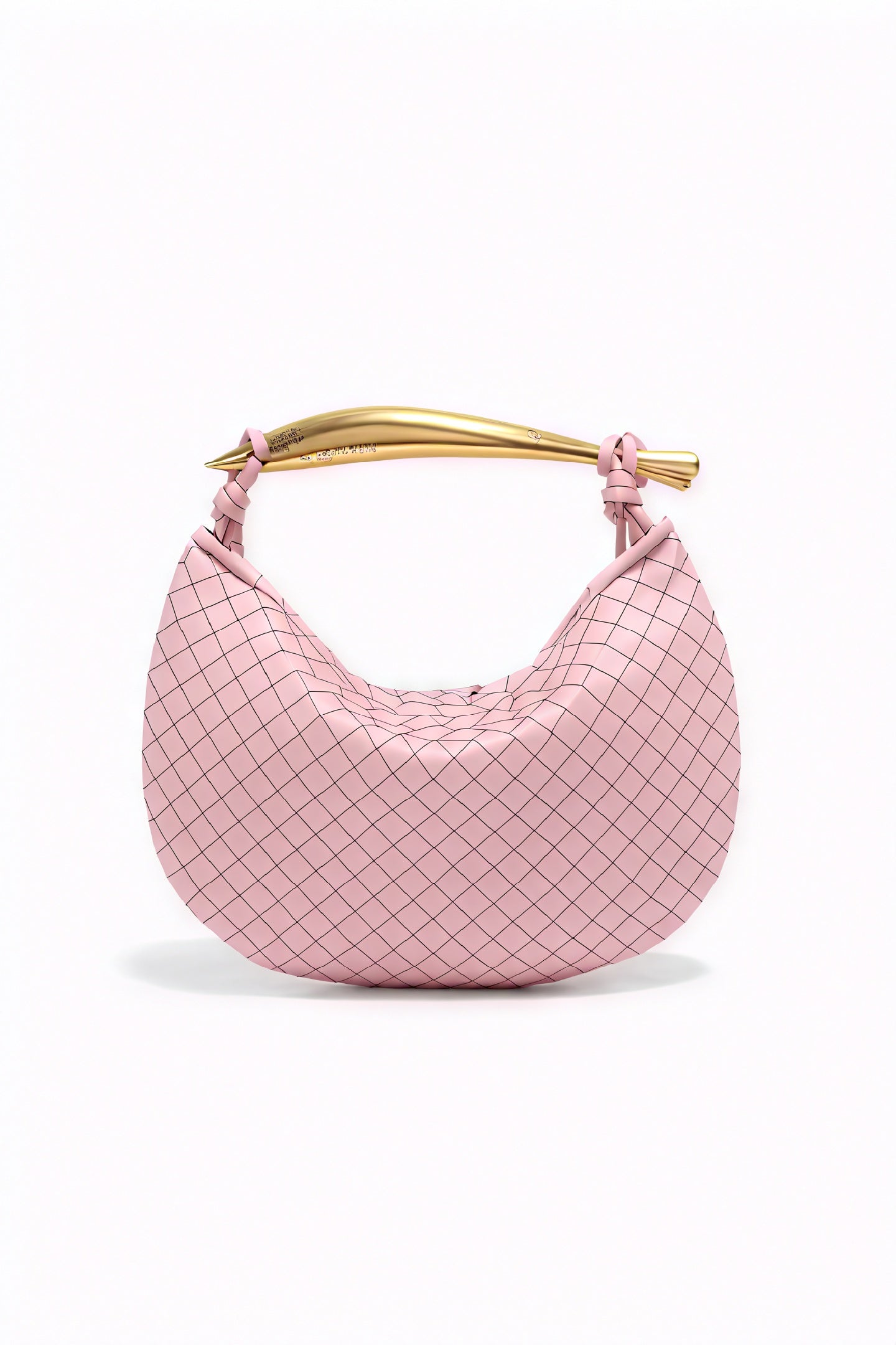 Woven Crescent Handbag - Metal Handle