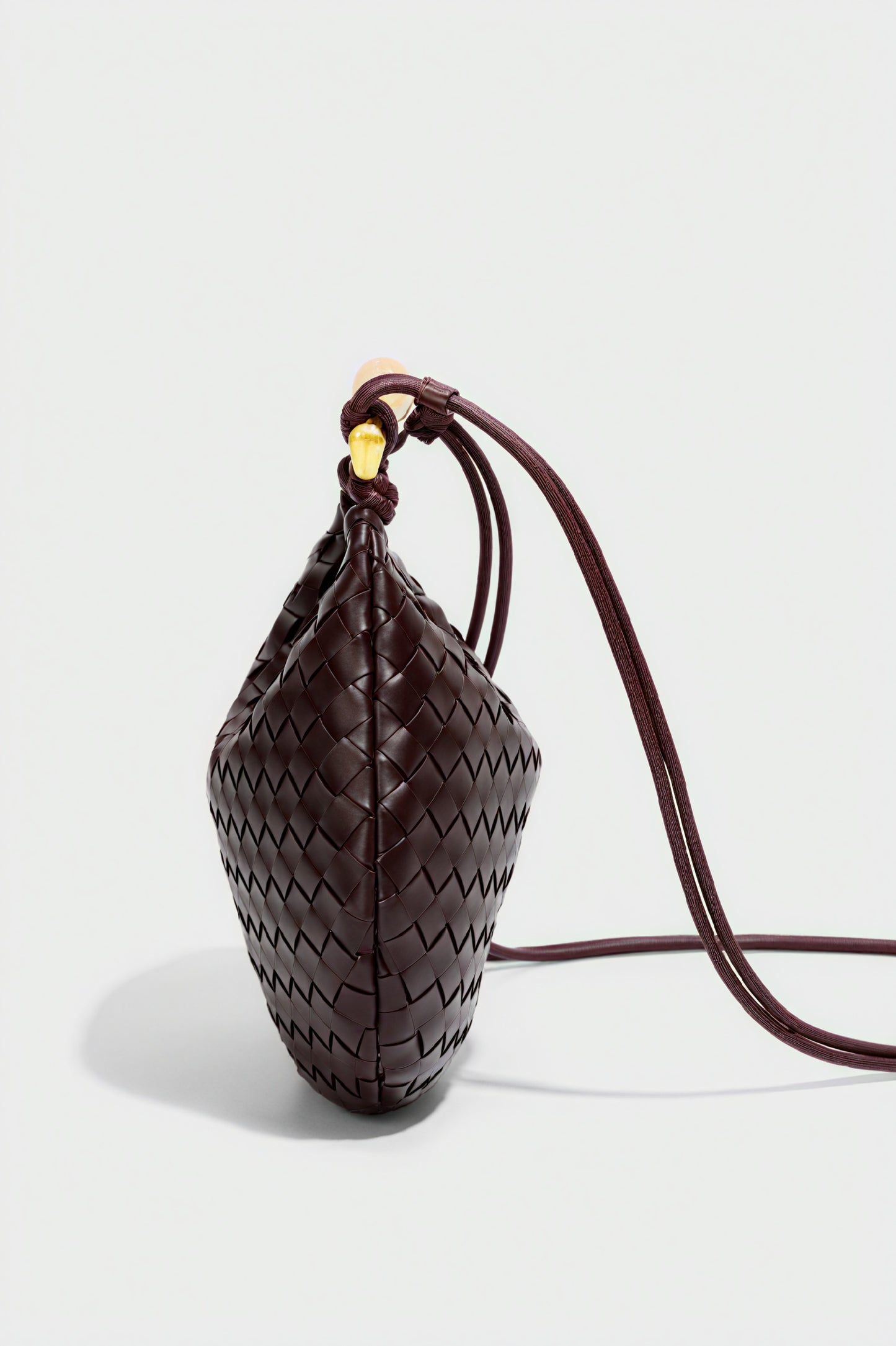 Woven Crescent Handbag - Metal Handle