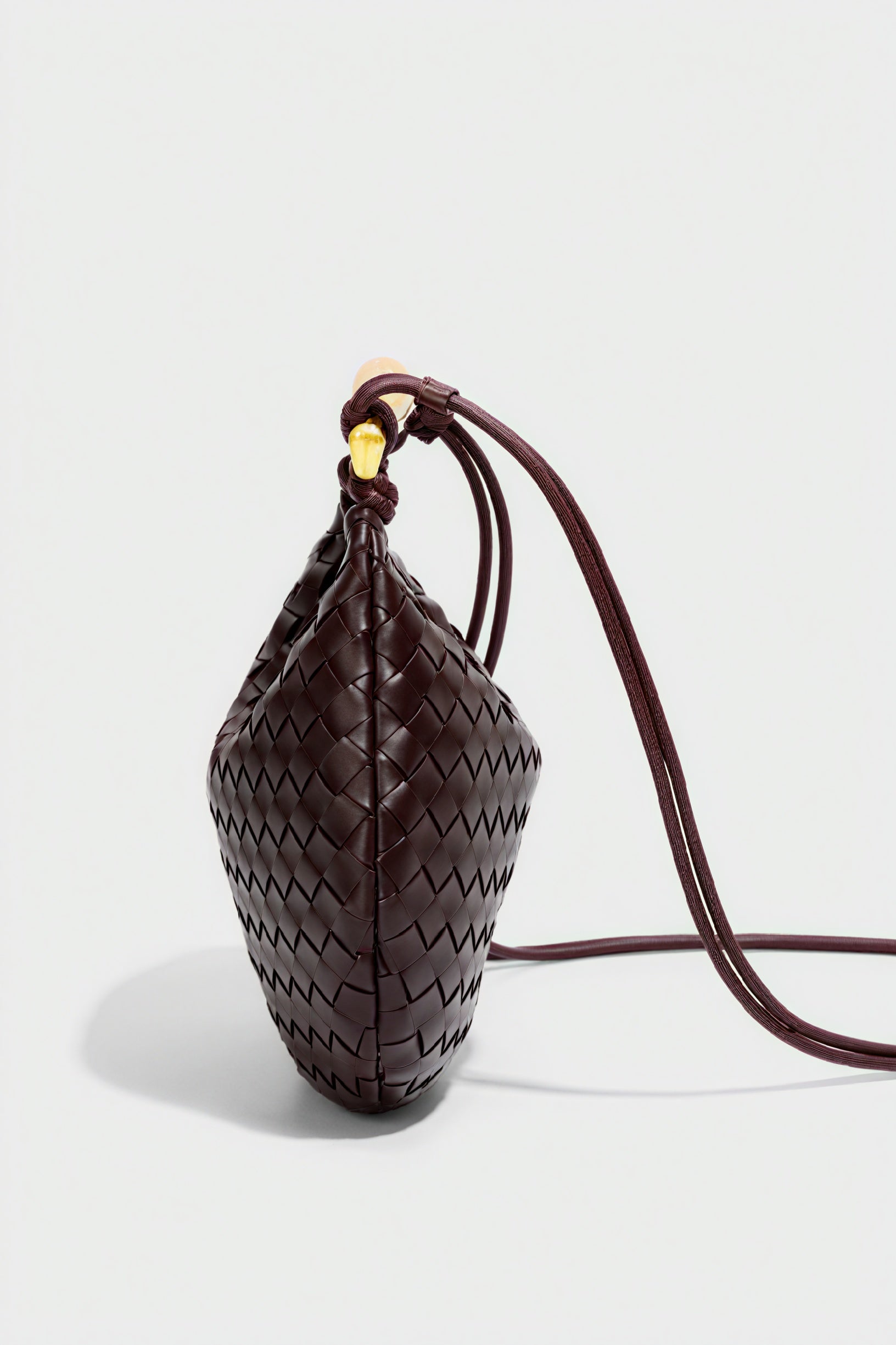 Woven Crescent Handbag - Metal Handle