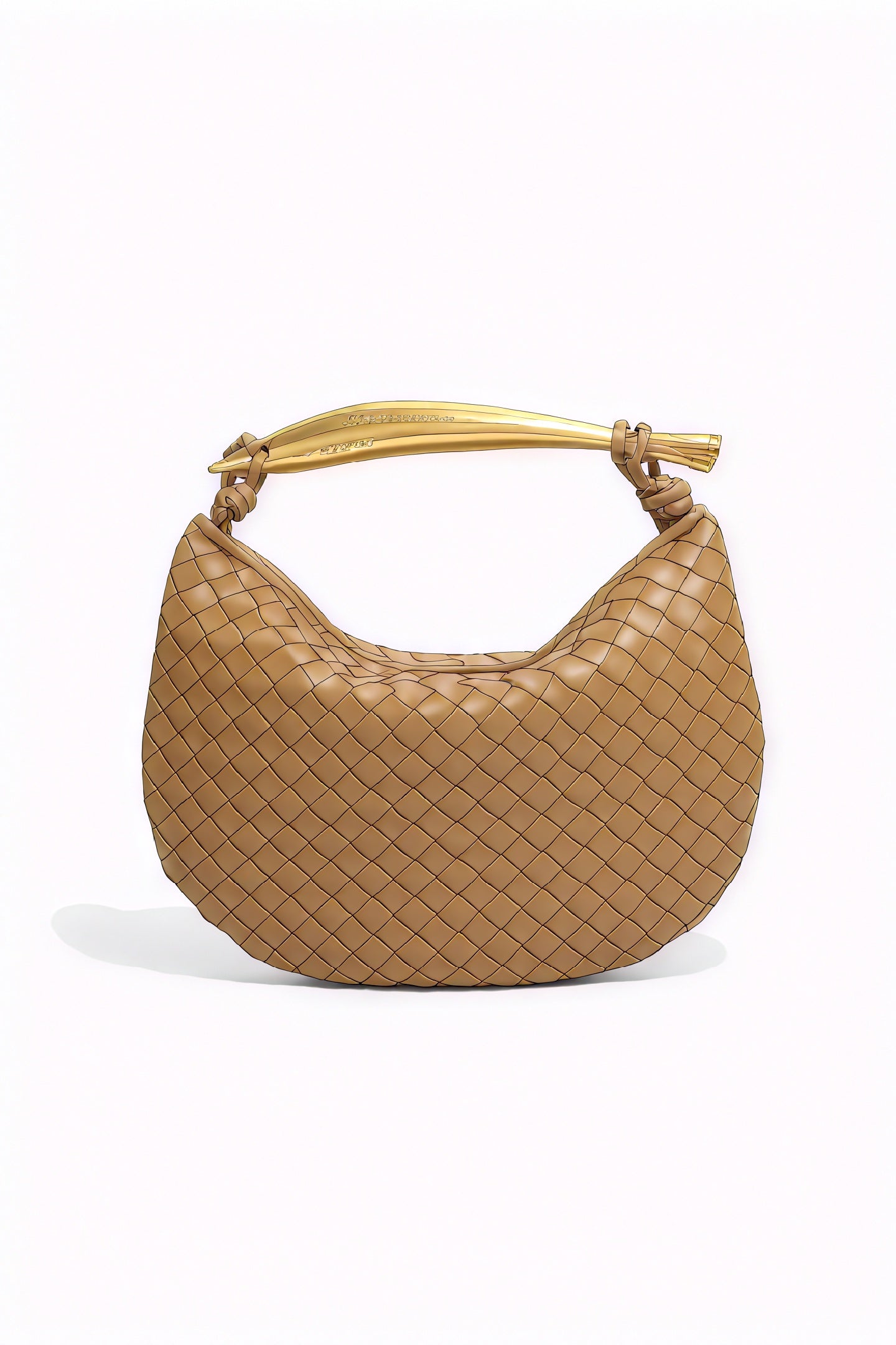 Woven Crescent Handbag - Metal Handle