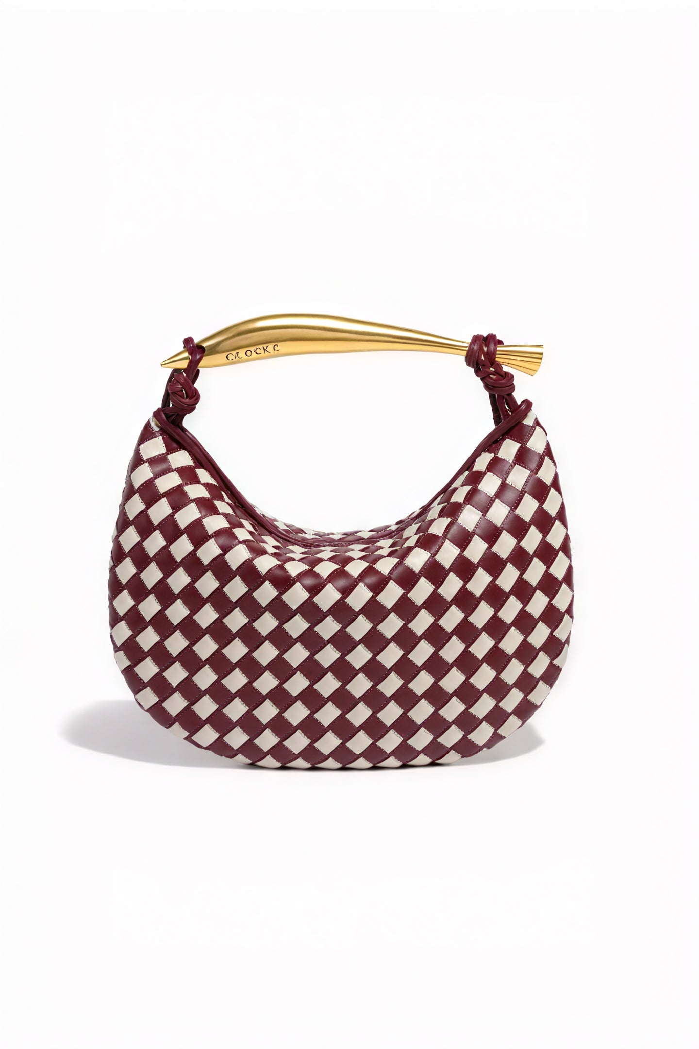 Woven Crescent Handbag - Metal Handle