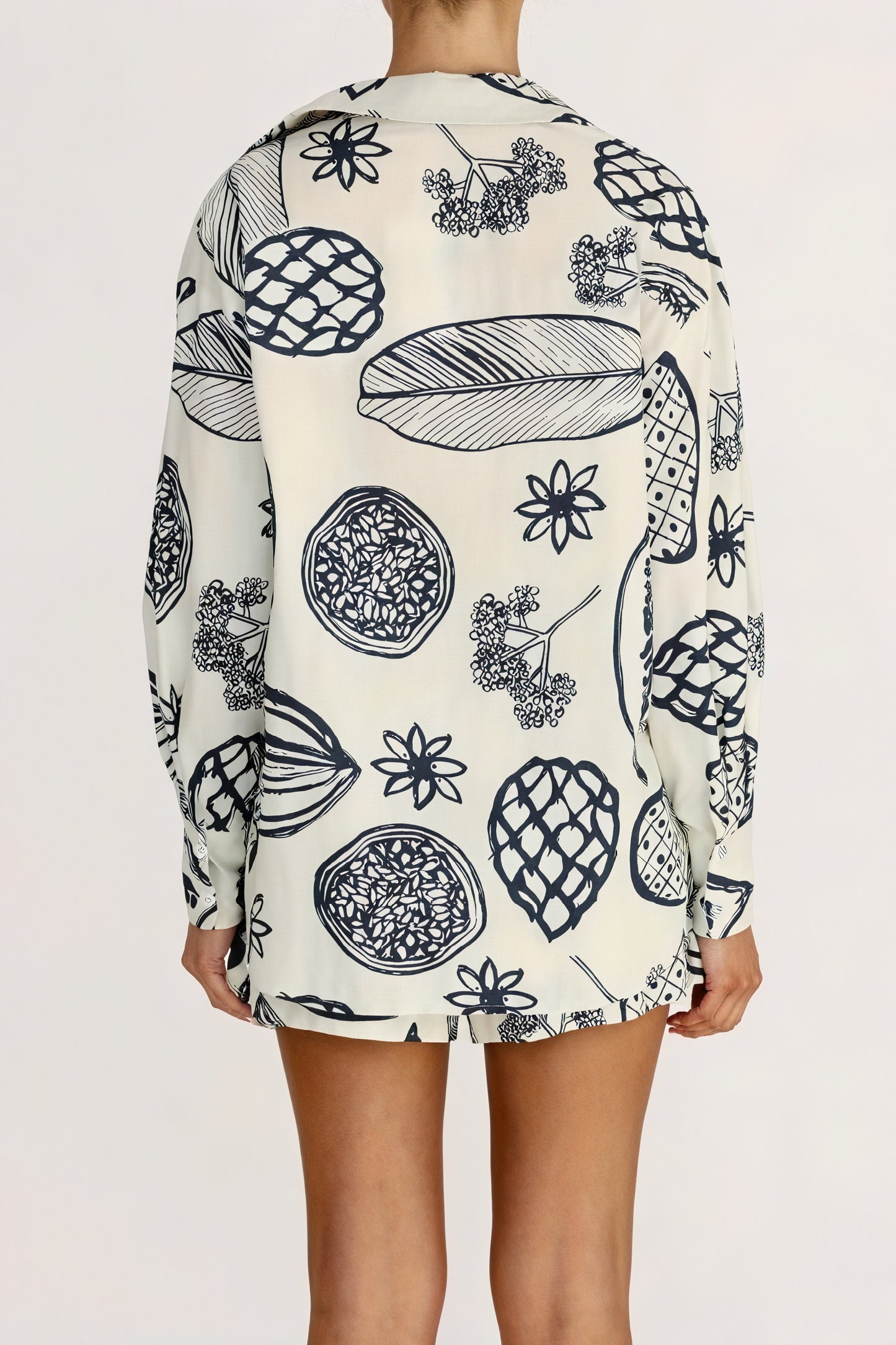 Botanical Print Pajama Set - Two-Piece Loungewear