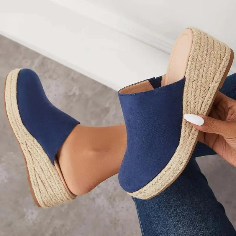 Women's Suede Slip-On Espadrille Wedge Heel Shoes-83367-79e73736-9dcb-4e5a-bc4c-207499b6d8d7