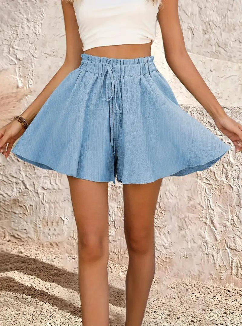 Relaxed Fit Flared High-Waisted Shorts