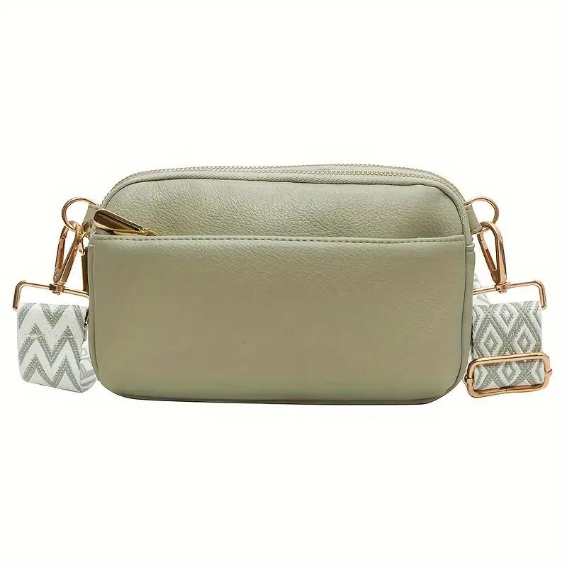 Patterned Strap Crossbody Bag with Gold Hardware