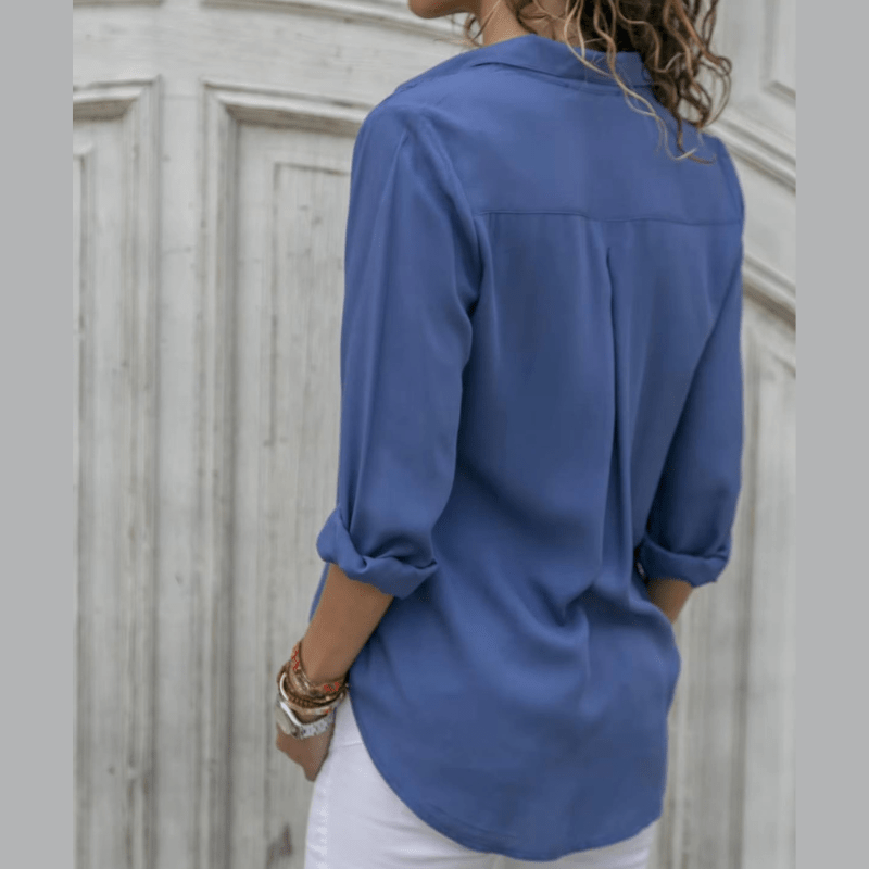 Relaxed Button-Up Blouse - Lightweight Cotton Blend
