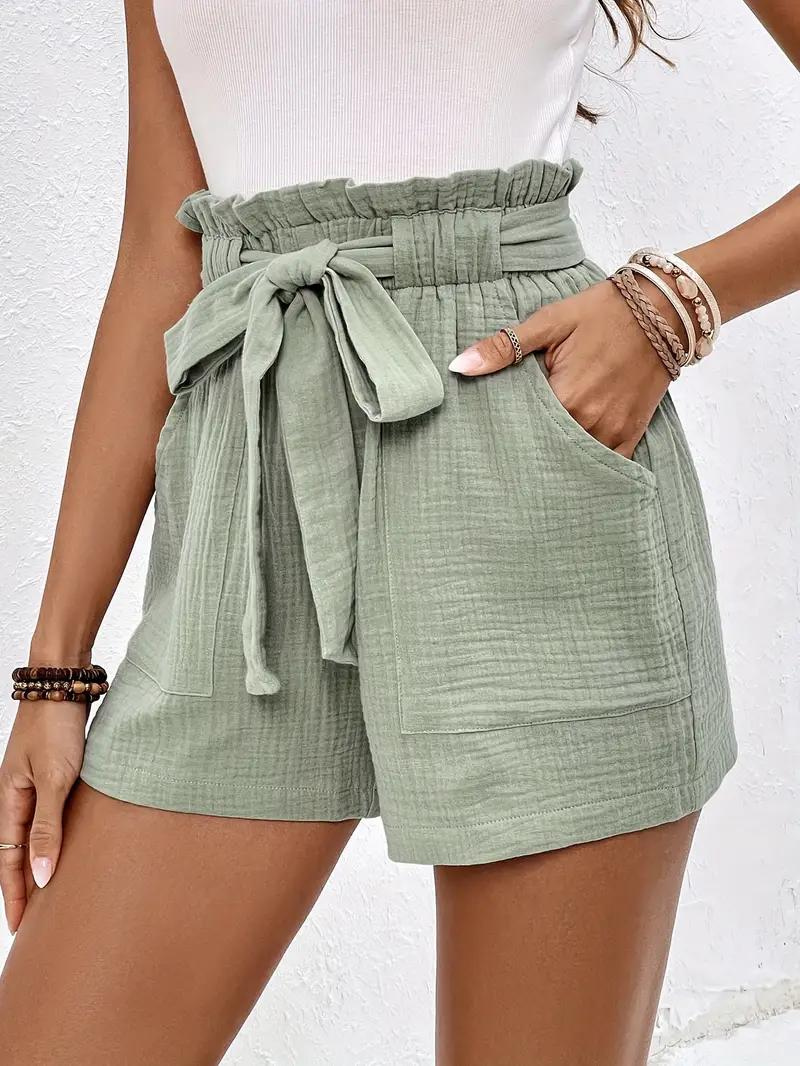 High-Waisted Relaxed Fit Belted Shorts