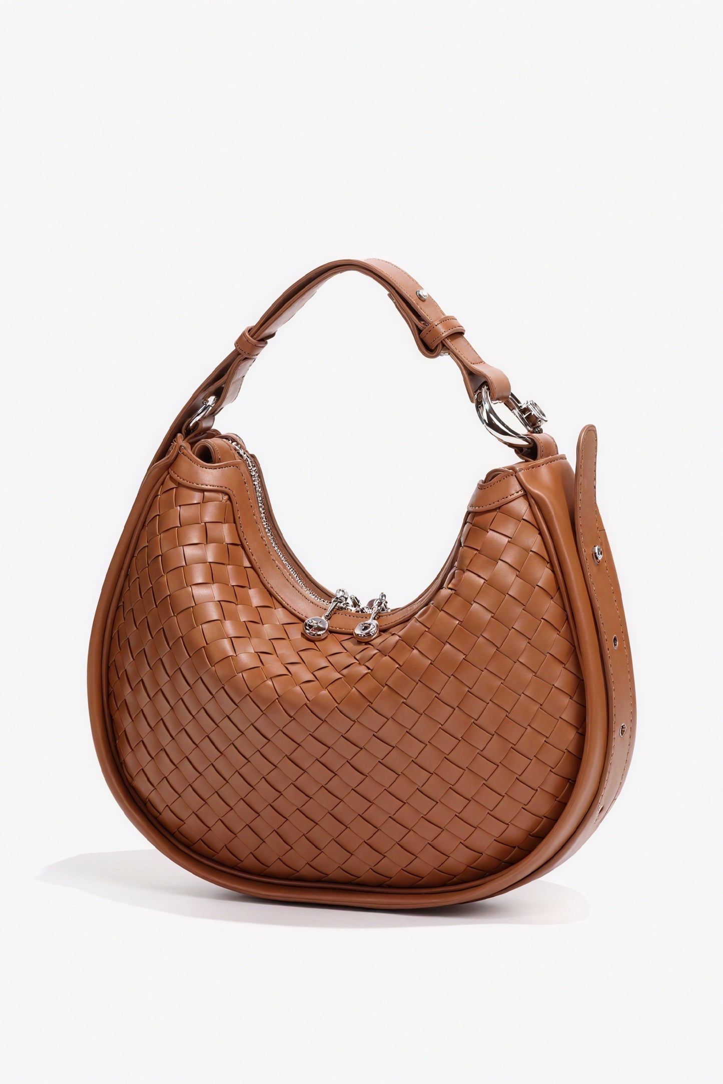 Woven Crescent Handbag with Adjustable Strap