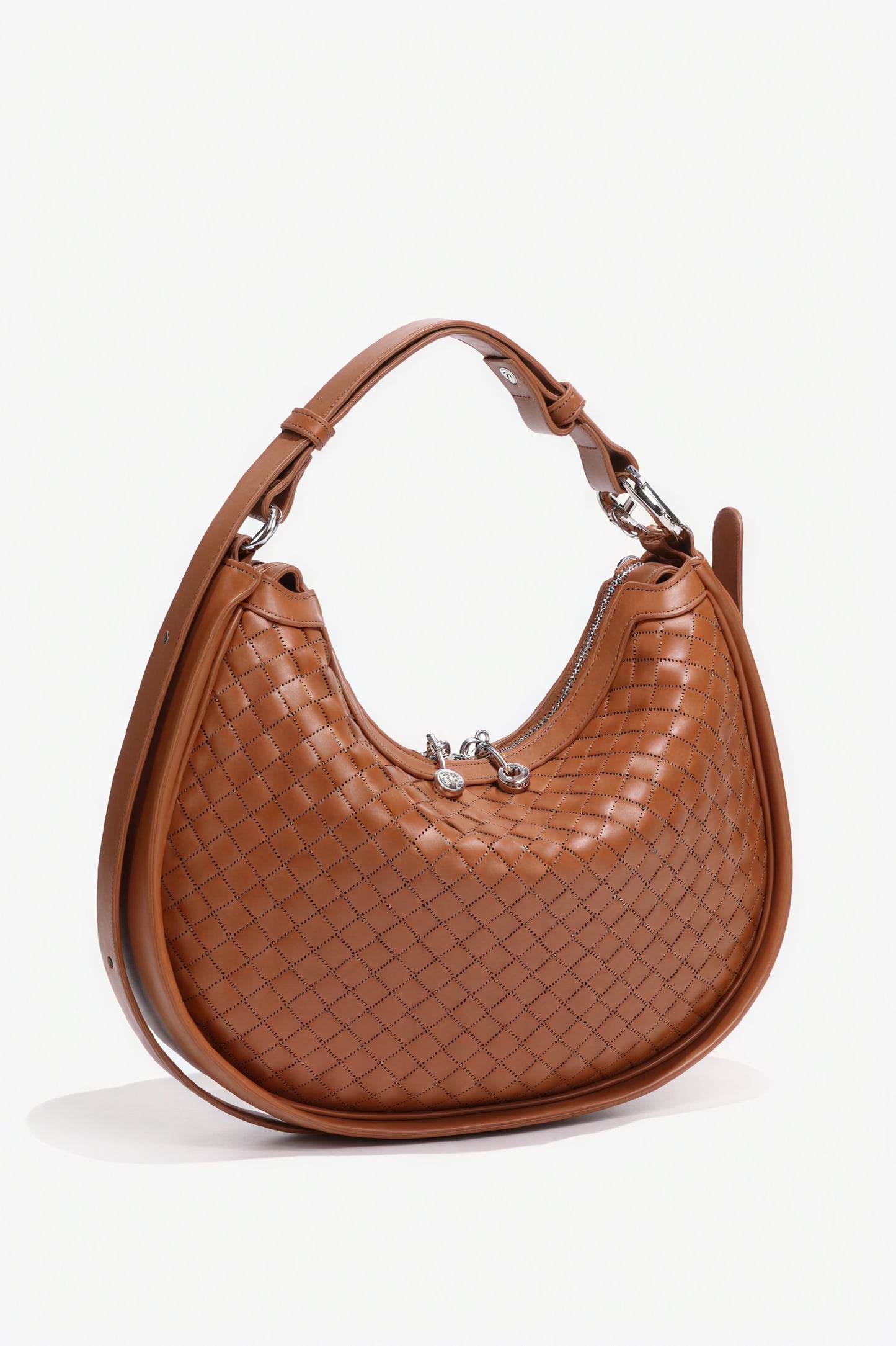 Woven Crescent Handbag with Adjustable Strap