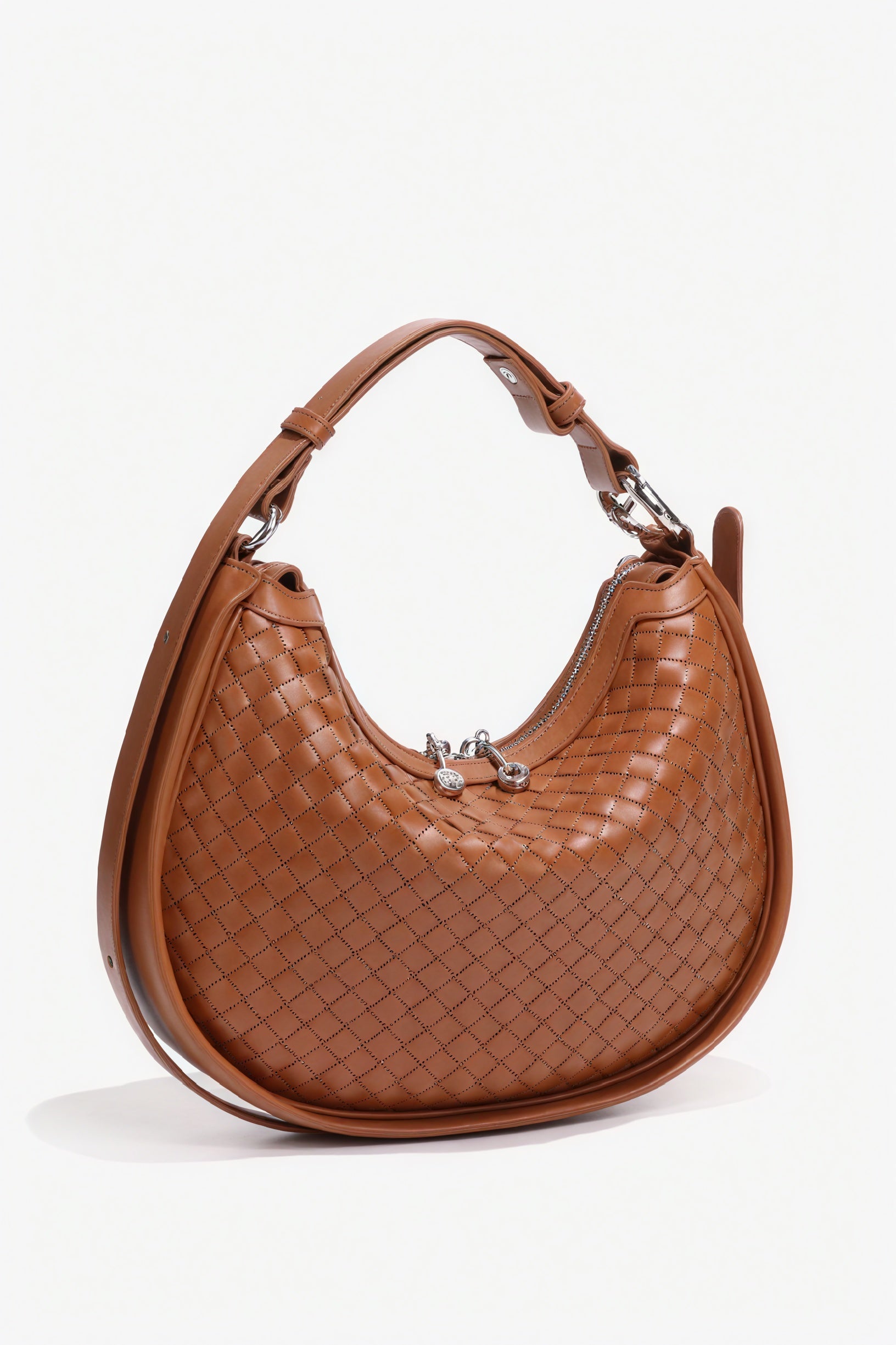 Woven Crescent Handbag with Adjustable Strap