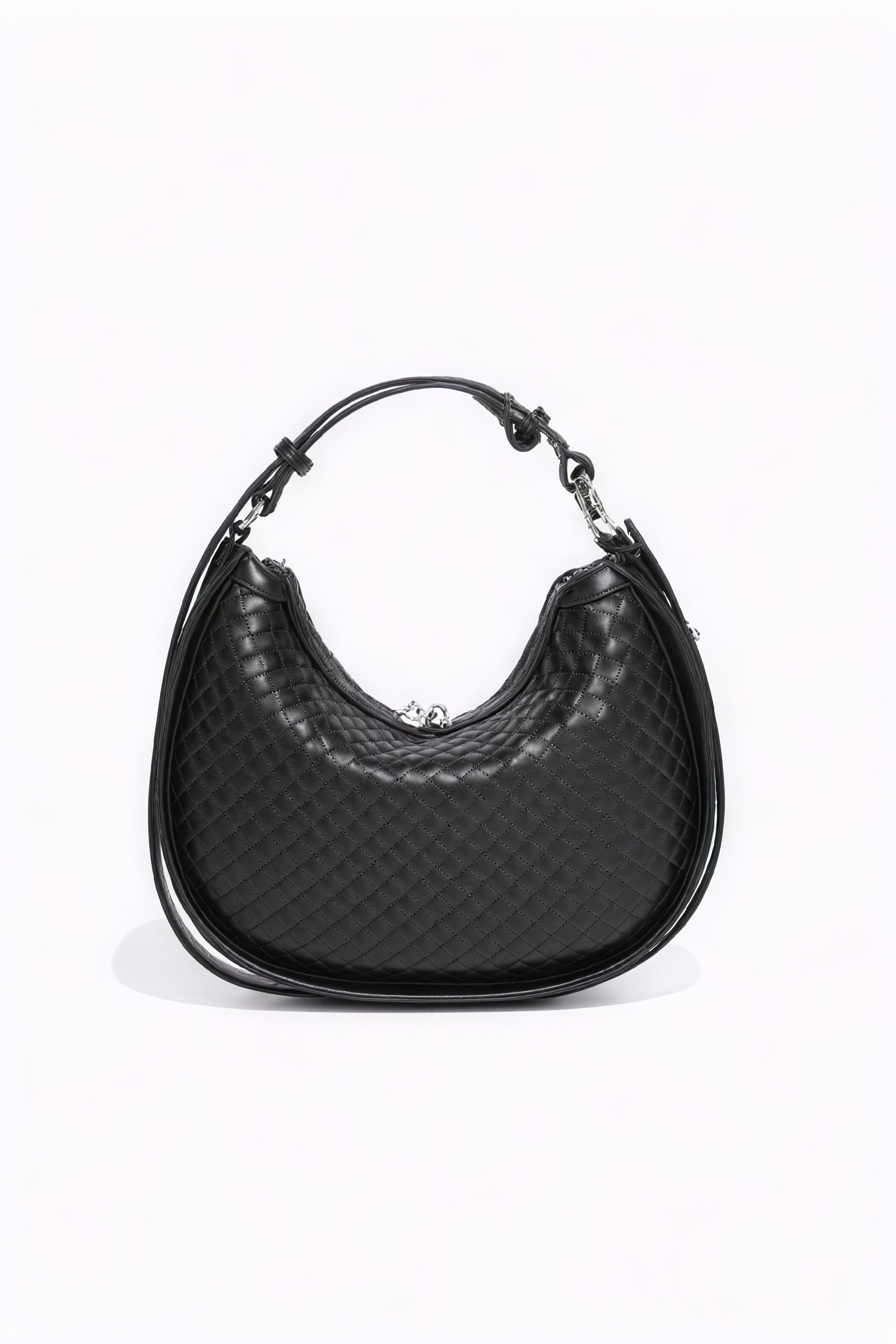 Woven Crescent Handbag with Adjustable Strap