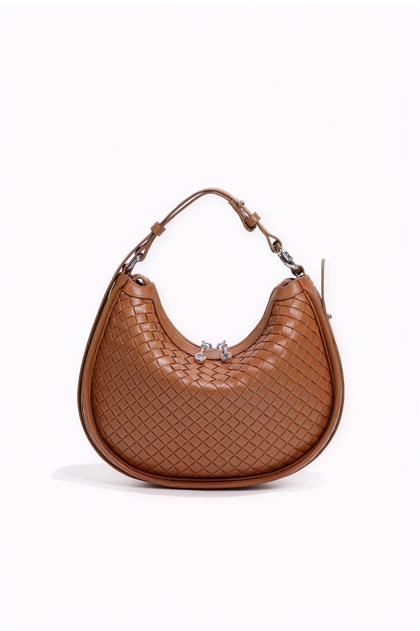 Woven Crescent Handbag with Adjustable Strap