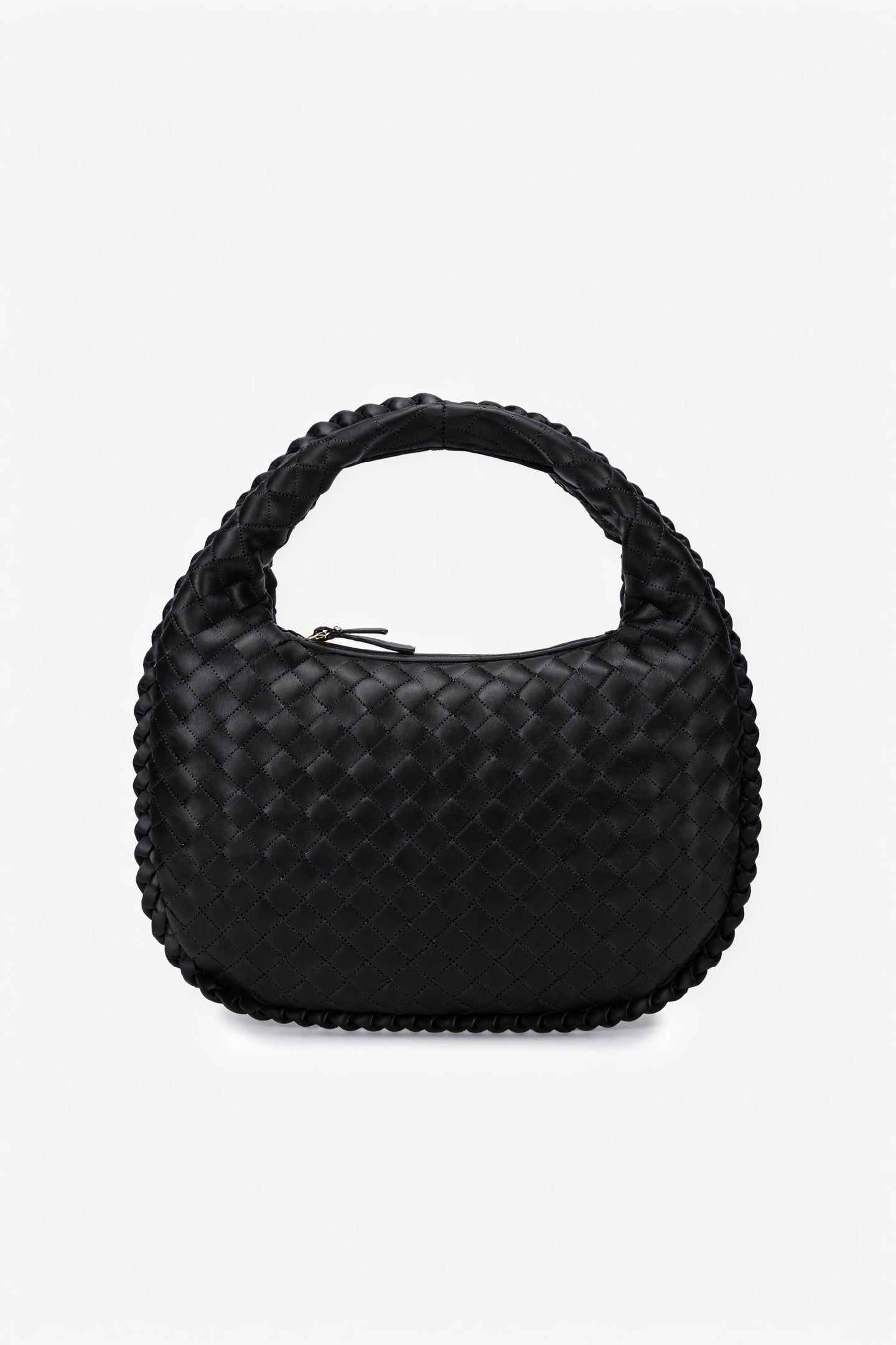 Woven Crescent Bag - Braided Handle Shoulder Bag