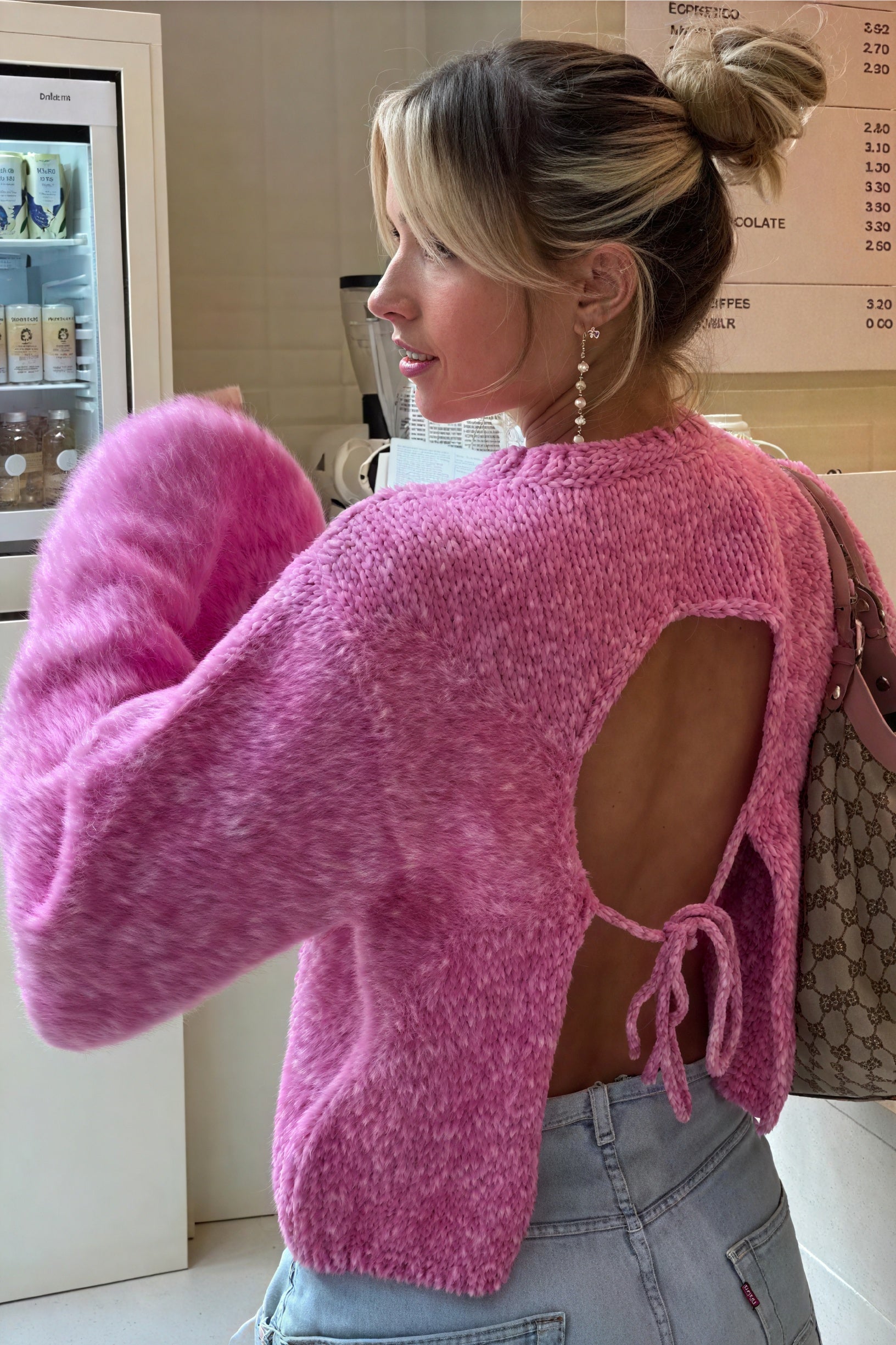 Textured Bell Sleeve Top - Crew Neck