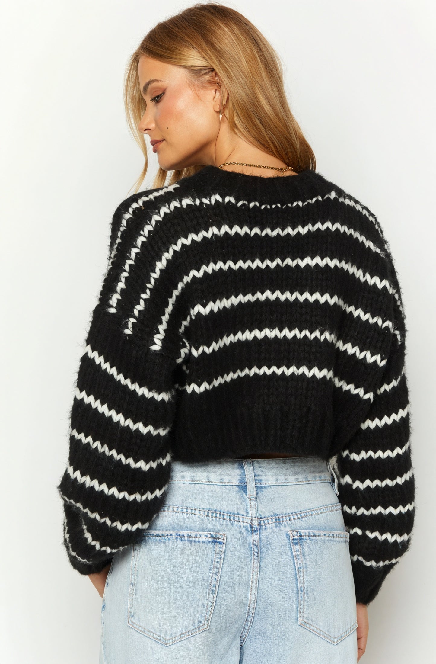 Striped Cropped Knit - Chunky Sweater