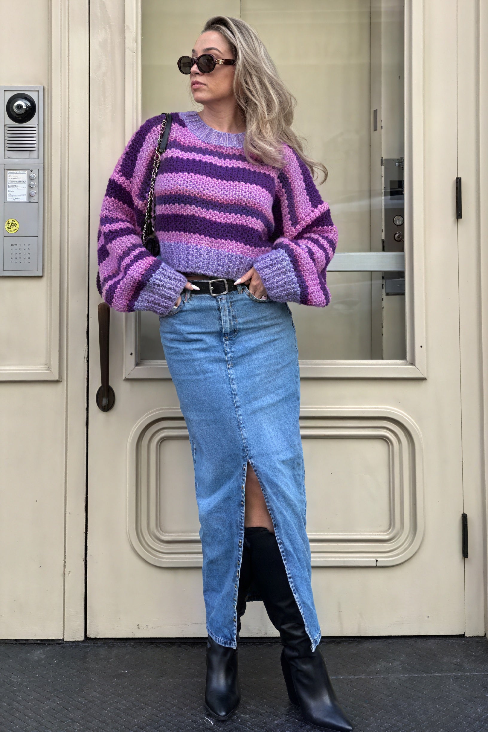 Striped Cropped Knit - Chunky Sweater
