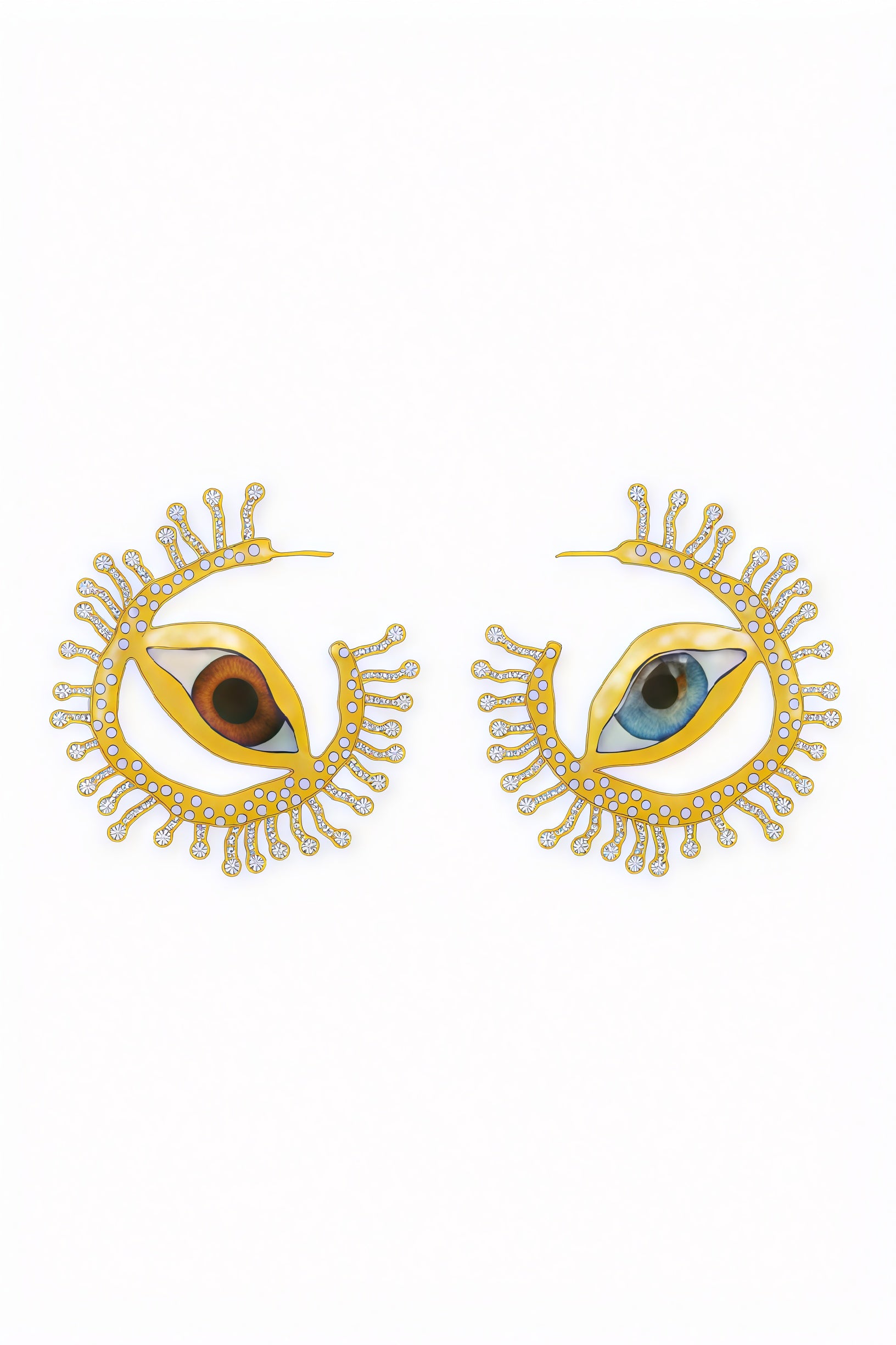 Crystal Eye Earrings - Gold-Tone, Blue Iris Detail