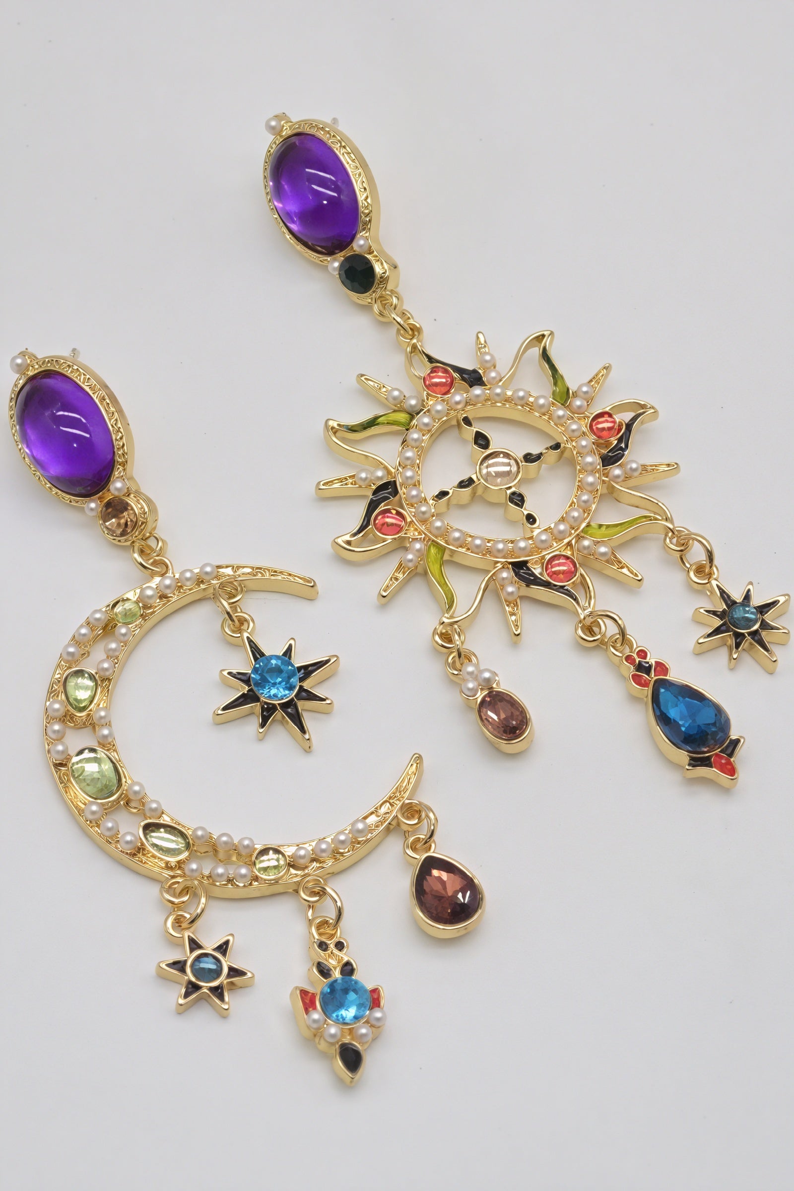 Sunburst Gemstone Dangle Earrings