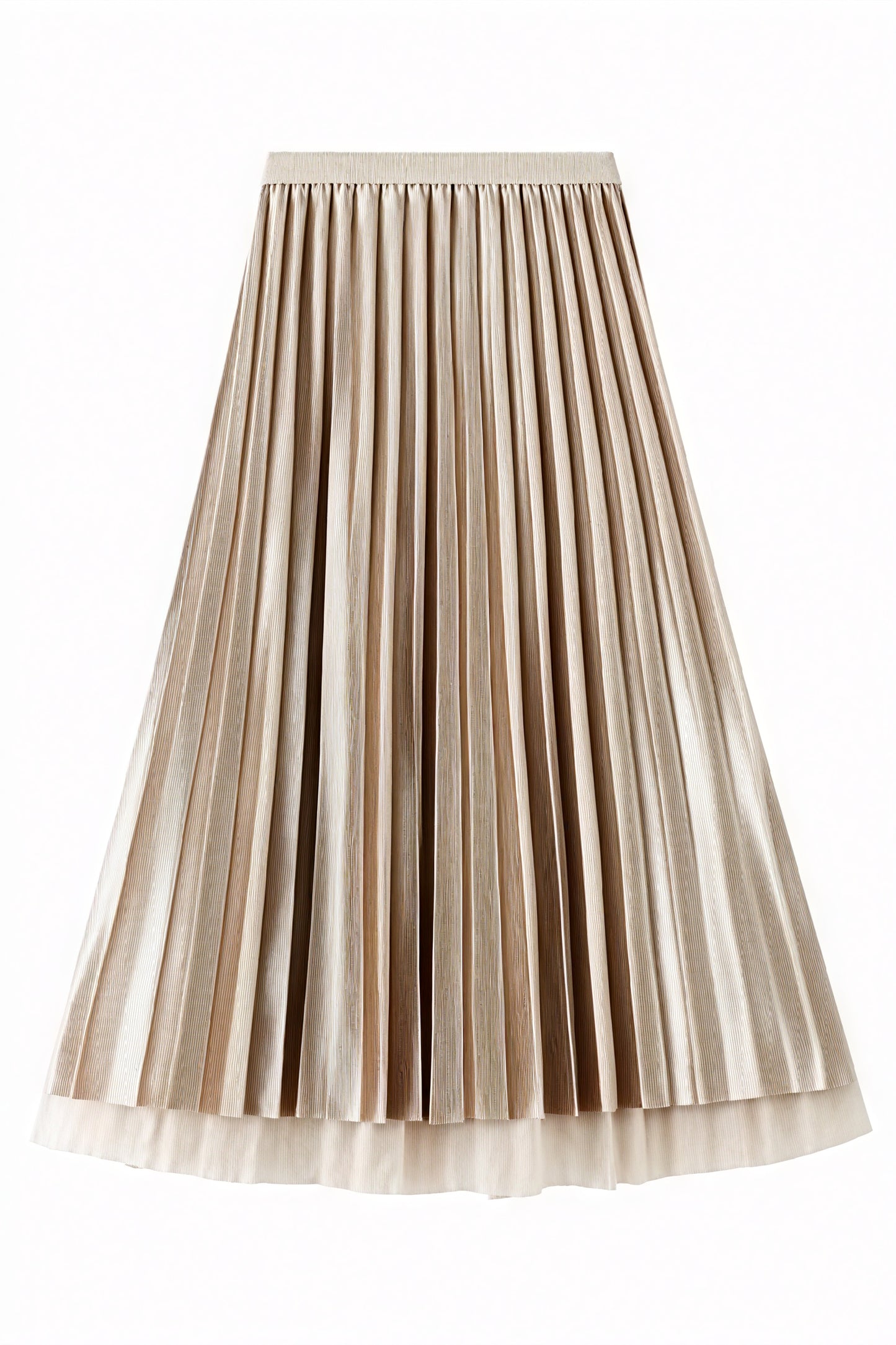 Pleated A-Line Midi Skirt - Tulle Hem