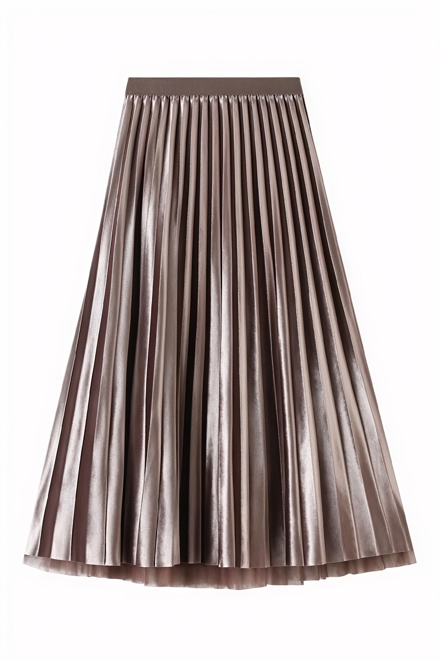 Pleated A-Line Midi Skirt - Tulle Hem