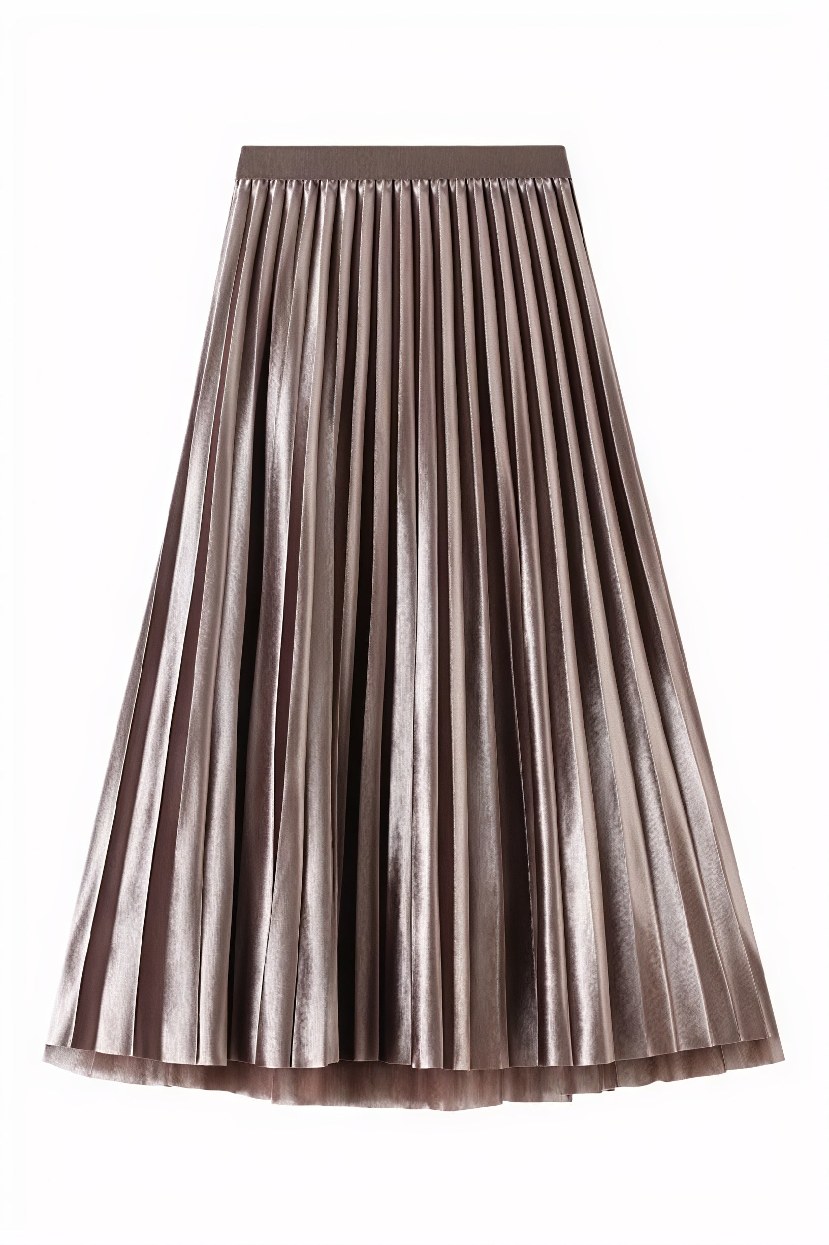 Pleated A-Line Midi Skirt - Tulle Hem